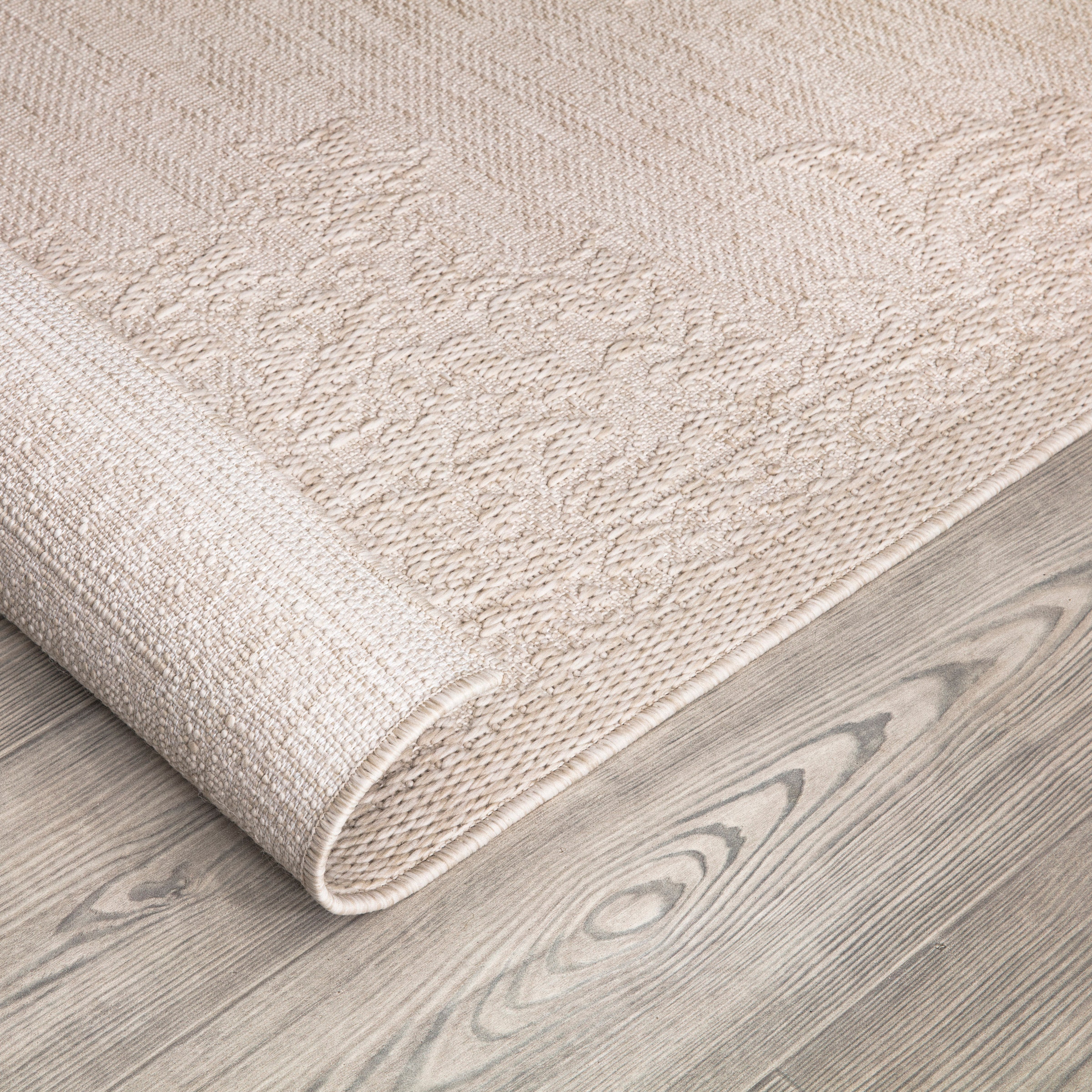 Paco Home Teppich »Rimini 412«, rechteckig, 4 mm Höhe, Flachgewebe, Uni Farben, Hoch-Tief Effekt, In- und Outdoor geeignet