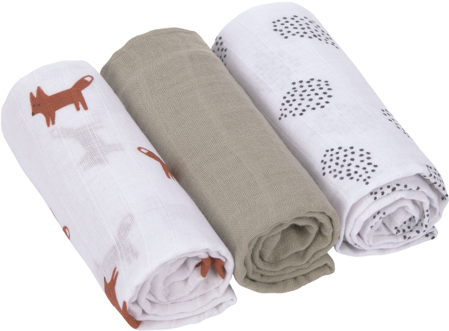LÄSSIG Stoffwindeln »Little Forest, Fuchs, Mulltuch Set M«, (Set, 3 St.), PETA-approved vegan