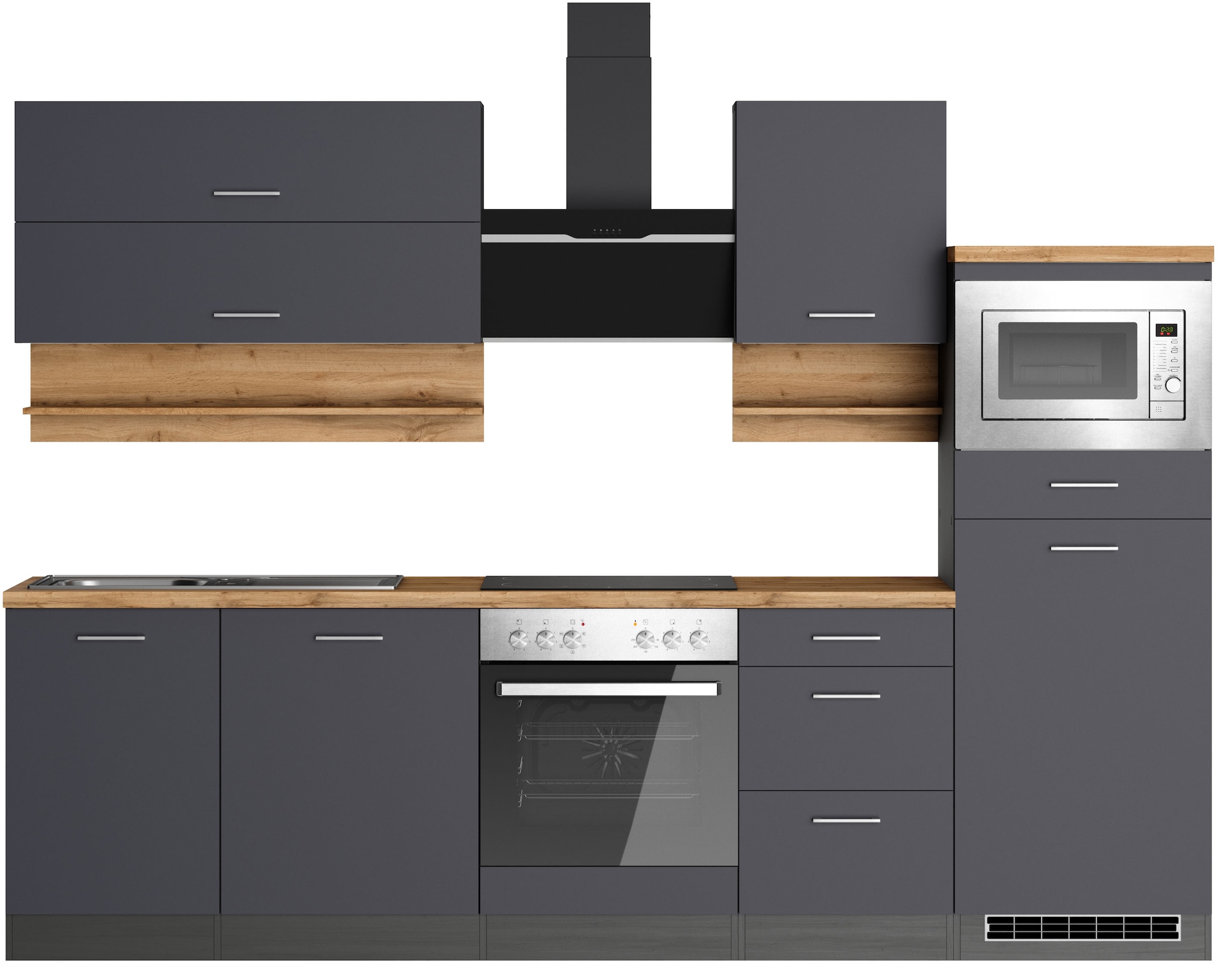 KOCHSTATION Küchenzeile »KS-Milan« 280 cm breit, robuste Metallauszüge, viel Stauraum