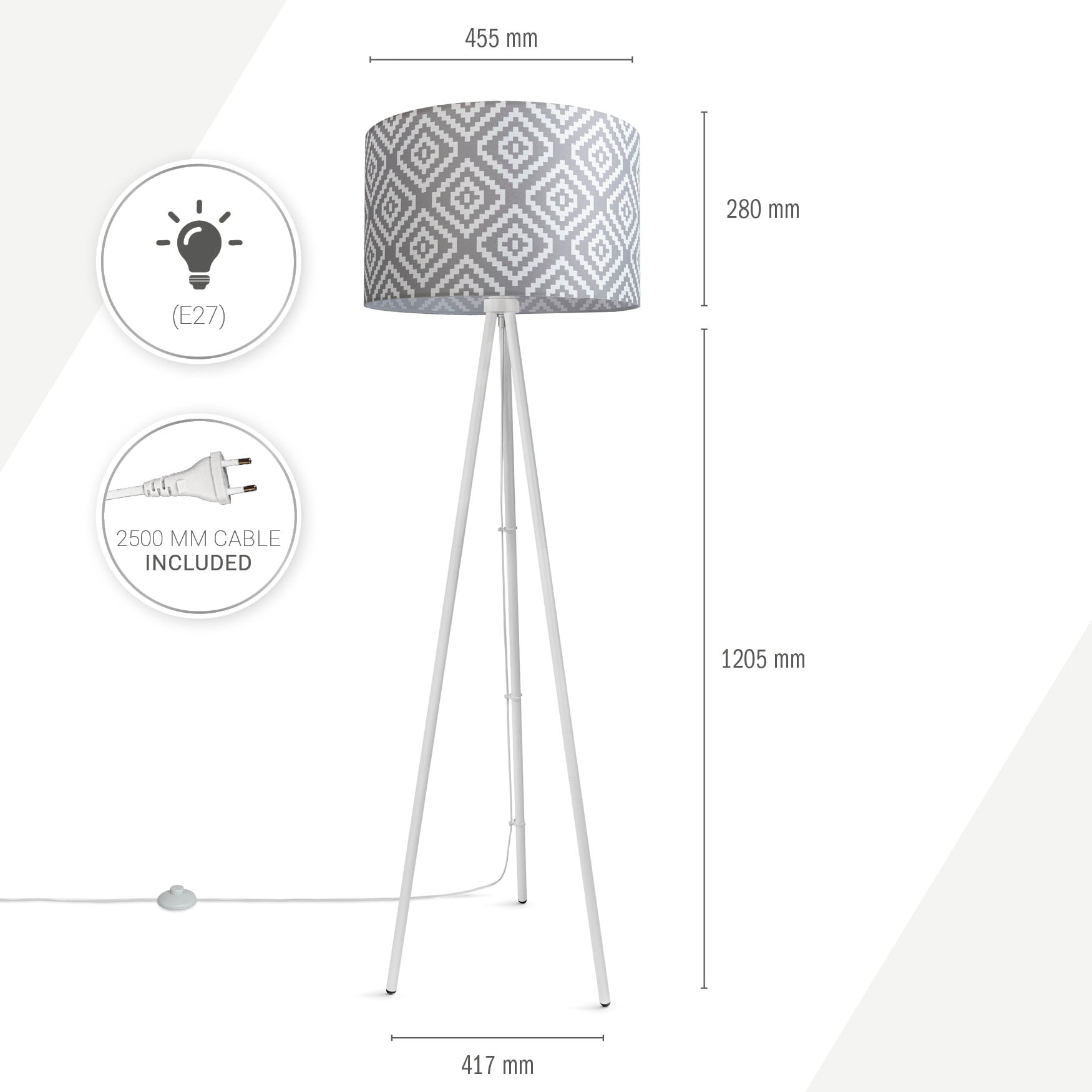 Paco Home Stehlampe Garantie Modern Dreibein kaufen XXL Stofflampenschirm »Trina Textil | 3 Jahren Stella«, Design Vintage Wohnzimmer online mit