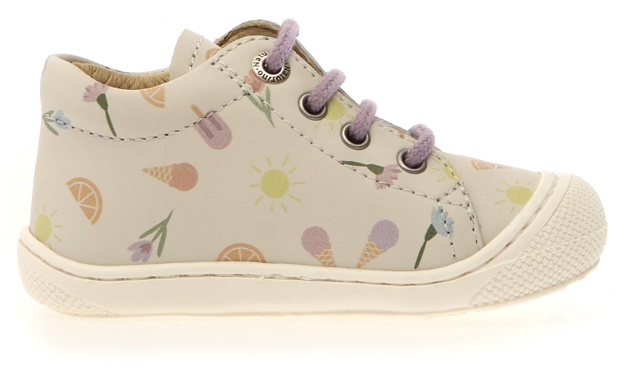 Naturino Lauflernschuh »COCOON PR. FRESHEN MILK«, Babyschuh, Schnürschuh, Barfußschuh mit buntem Print