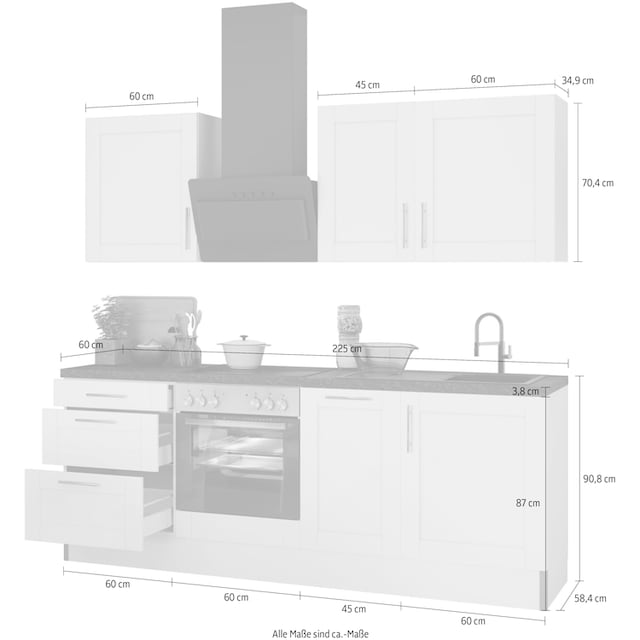 OPTIFIT Küche »Ahus«, Breite 225 cm,wahlweise mit E-Geräten,MDF  Fronten,Soft Close Funktion bequem kaufen