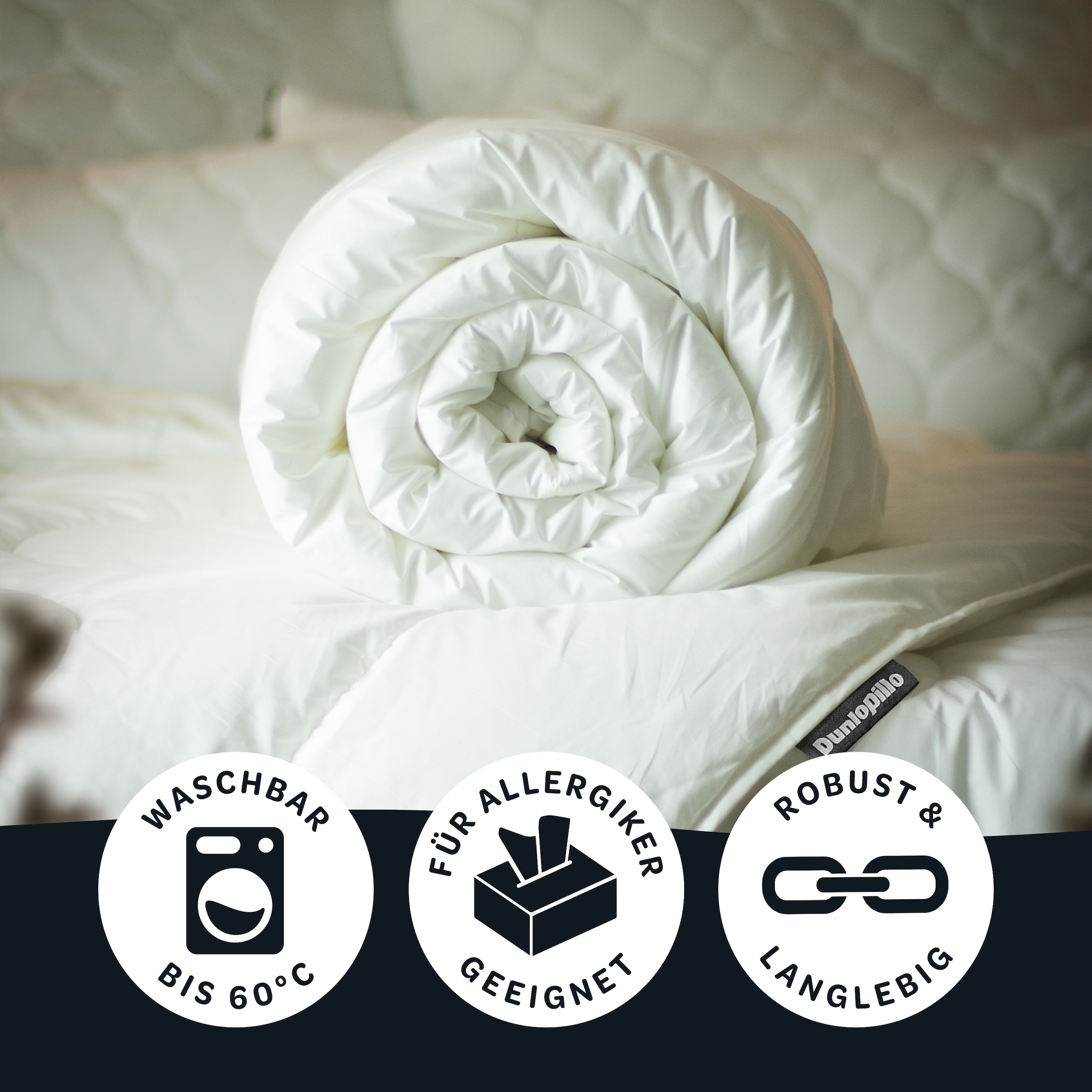 Dunlopillo Baumwollbettdecke »Fusion, Bettdecken für Sommer und Winter« leicht Füllung Polyester 1 Stk. tlg. Bettdecke 135x200 cm, 155x220 cm, Dunlofill® Helix-Micro-Faser, Decke