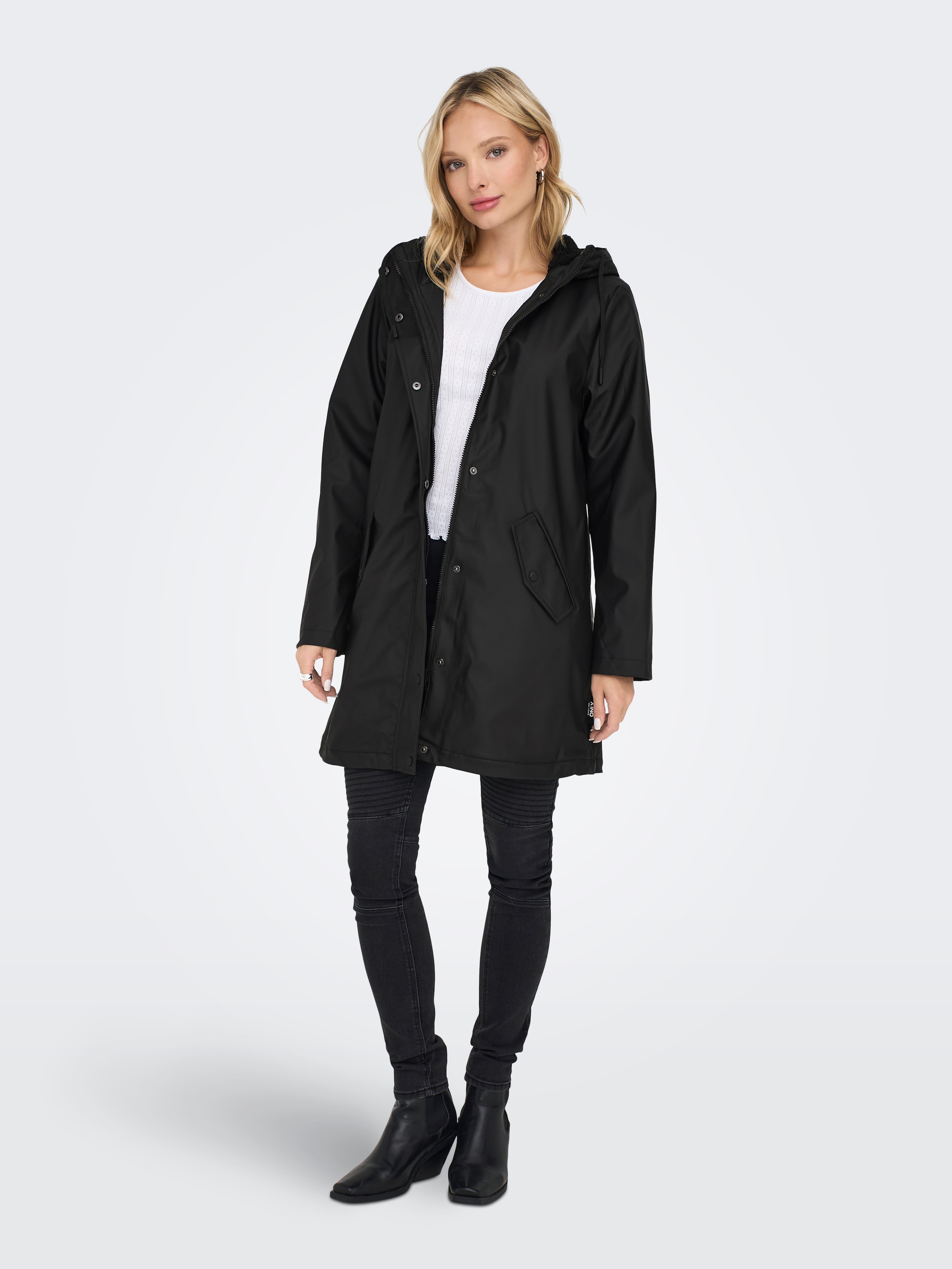 ONLY Funktionsmantel »ONLSALLY RAINCOAT OTW NOOS« mit Kapuze und Teddyplüschfutter