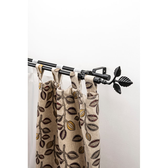GARESA Gardinenstange »SHEET mit offenem Träger«, 2 läufig-läufig,  Wunschmaßlänge, Vorhanggarnitur, verlängerbar, Knopf mit Blätter, ohne  Ringe online kaufen