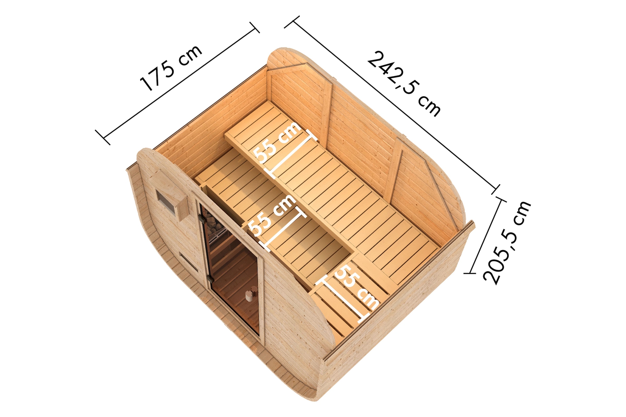 Karibu Fasssauna »"Quadro 1 Plus" naturbelassen« aus hochwertiger nordischer Fichte