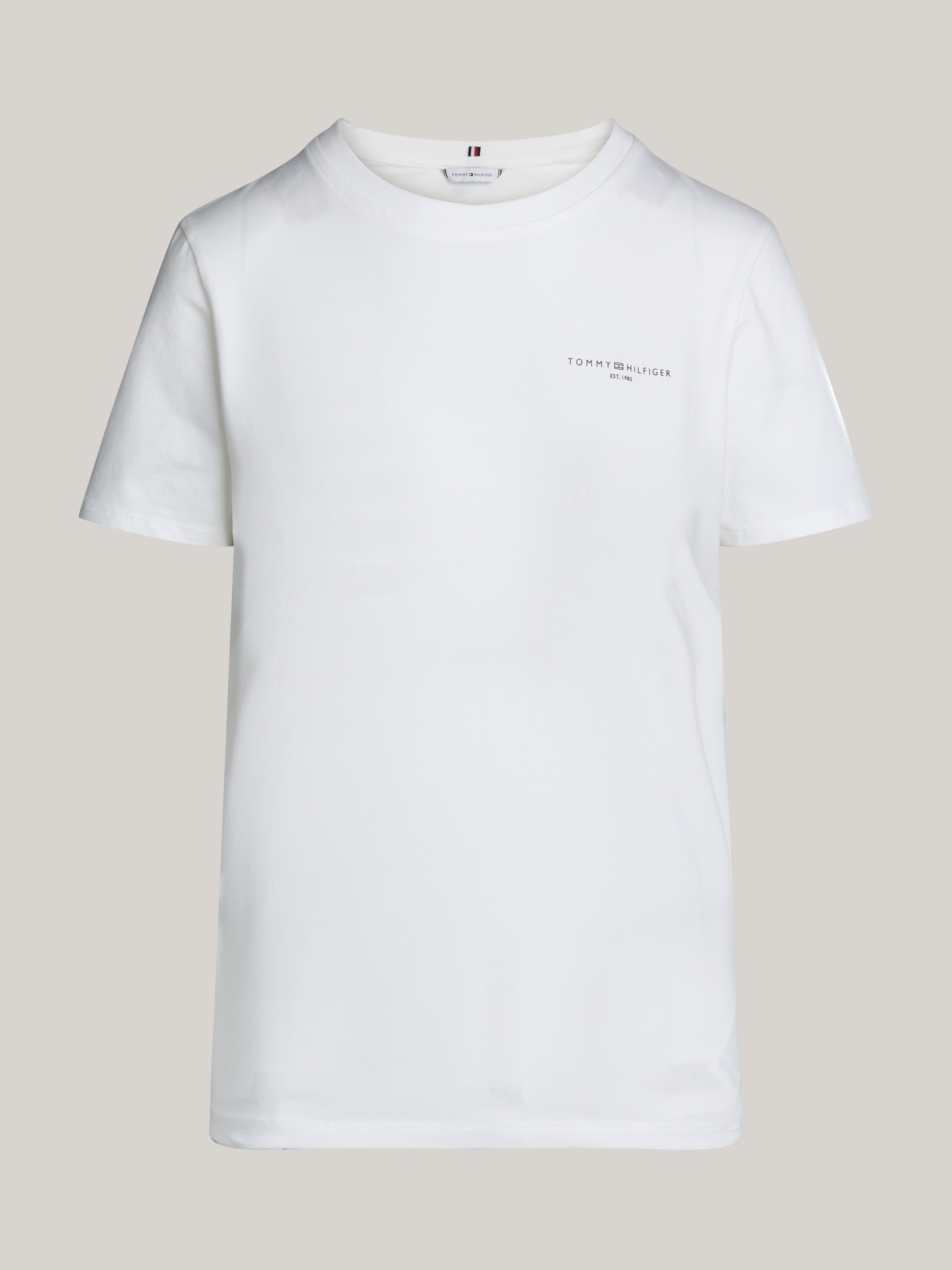 Tommy Hilfiger Rundhalsshirt »1985 REG MINI CORP LOGO C-NK SS«, mit Tommy Hilfiger Logoschriftzug und Bestickung