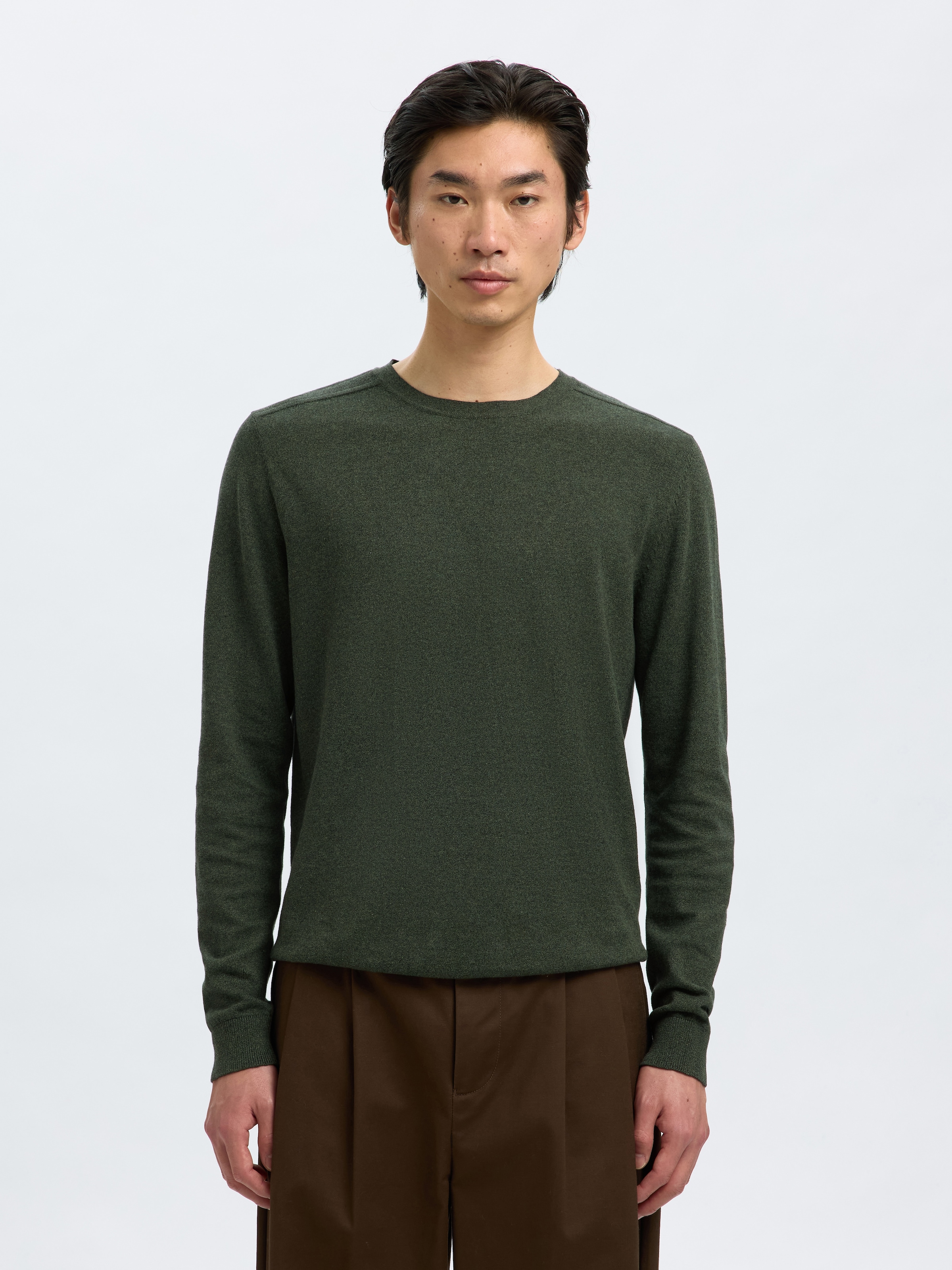 SELECTED Rundhalspullover »SLHBERG CREW NECK NOOS« Baumwolle, regular fit