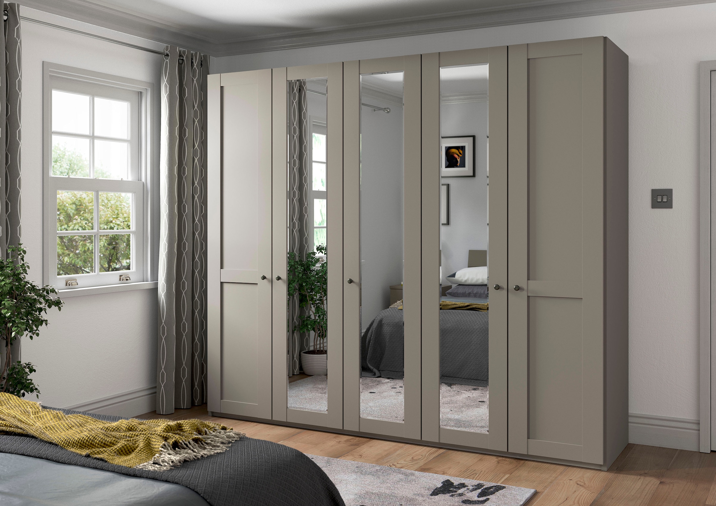 WIEMANN Drehtürenschrank »Göteborg, mit 95° Öffnungswinkel, Made in Germany«, inkl. Spiegel und Türendämpfung, moderner Landhausstil