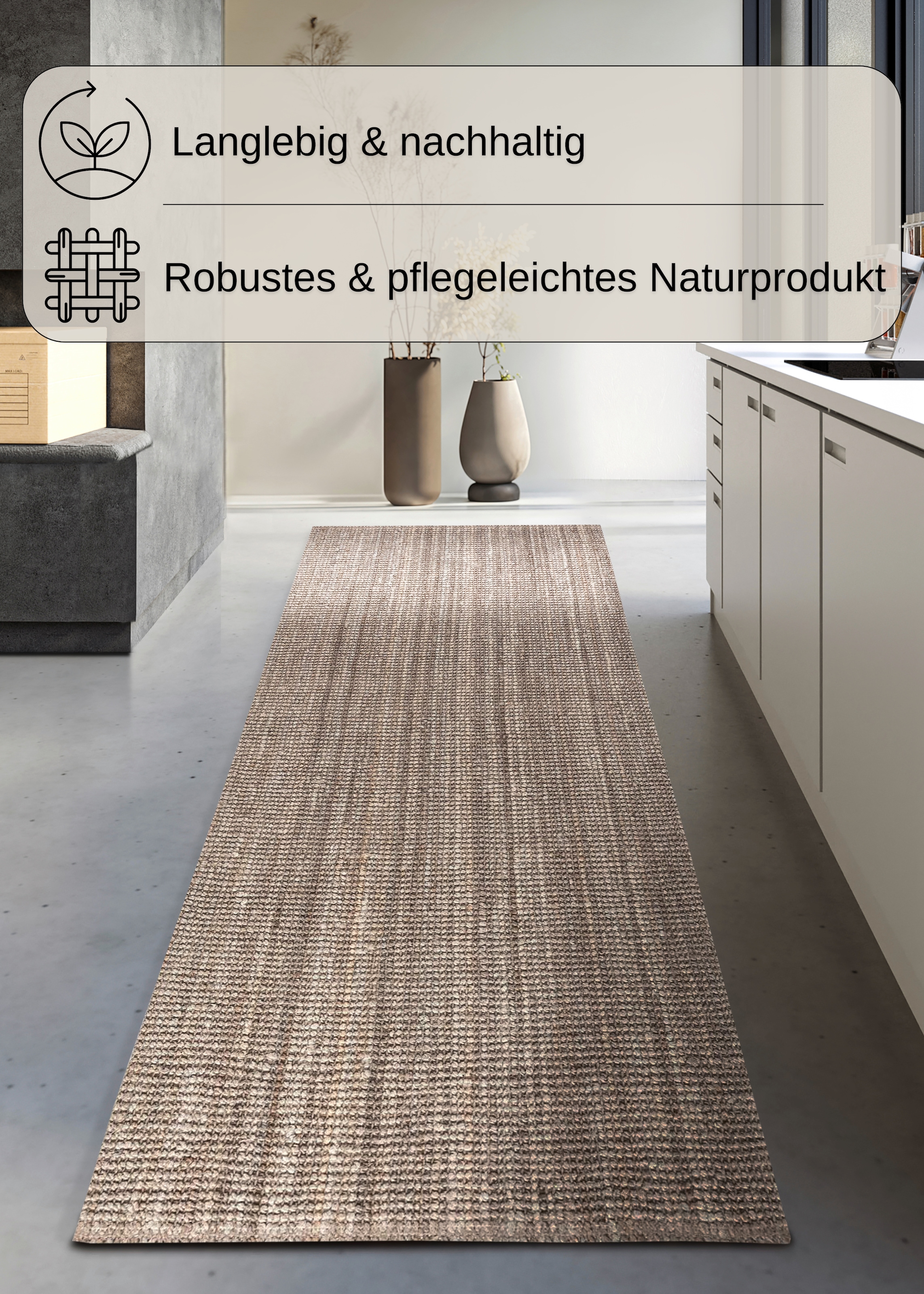 my home Teppich »Avot Juteteppich«, rechteckig, 10 mm Höhe, 100% Jutefaser, Läufer, Esszimmer, Wohnzimmer, Skandi