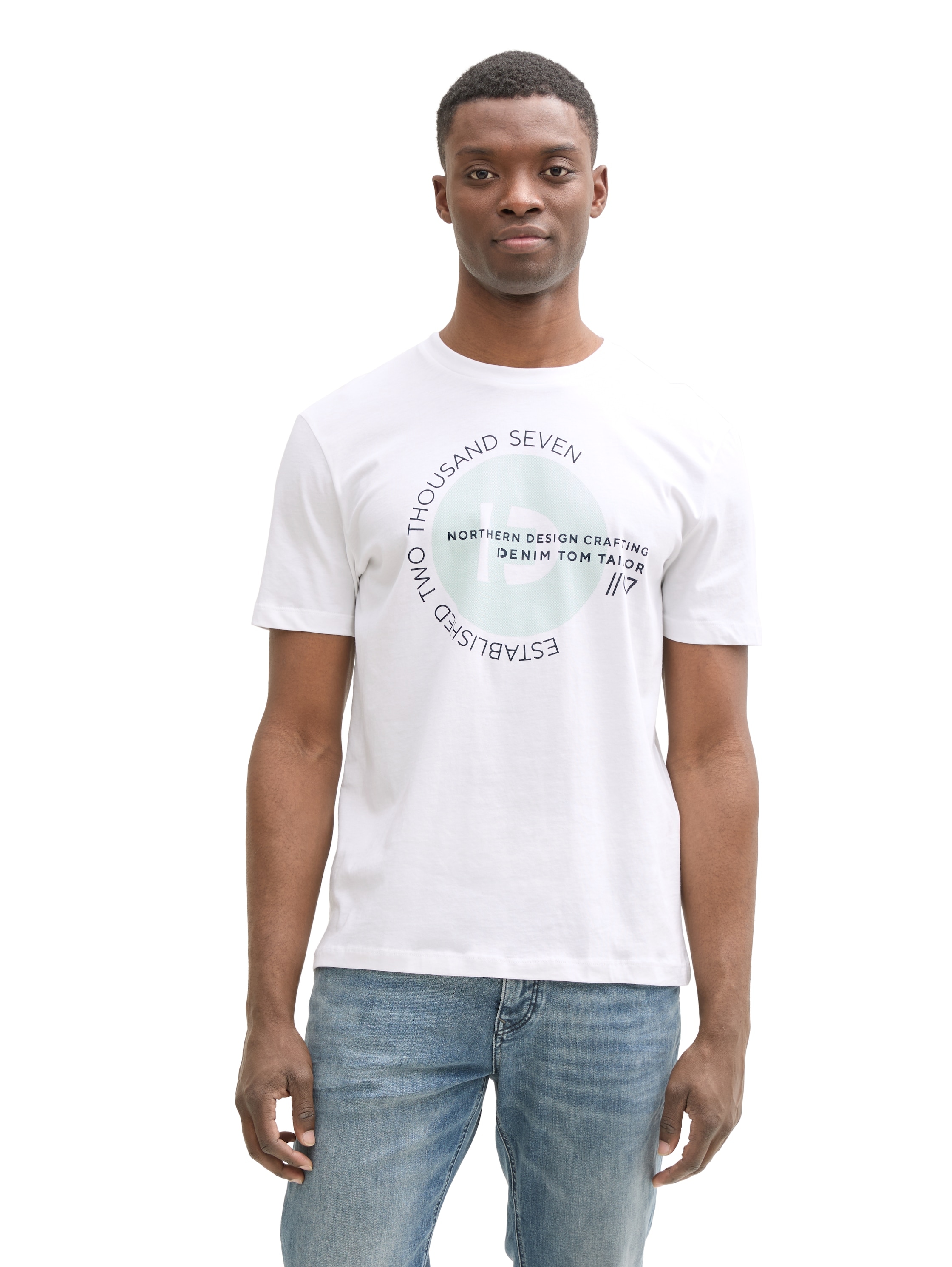TOM TAILOR Denim T-Shirt, (Packung, 3 tlg., 3-er), mit großem Druck