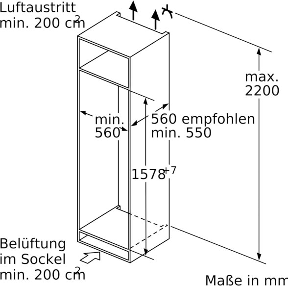 BOSCH Einbaukühlgefrierkombination »KIS77AFE0«, KIS77AFE0, 157,8 cm hoch, 55,8 cm breit