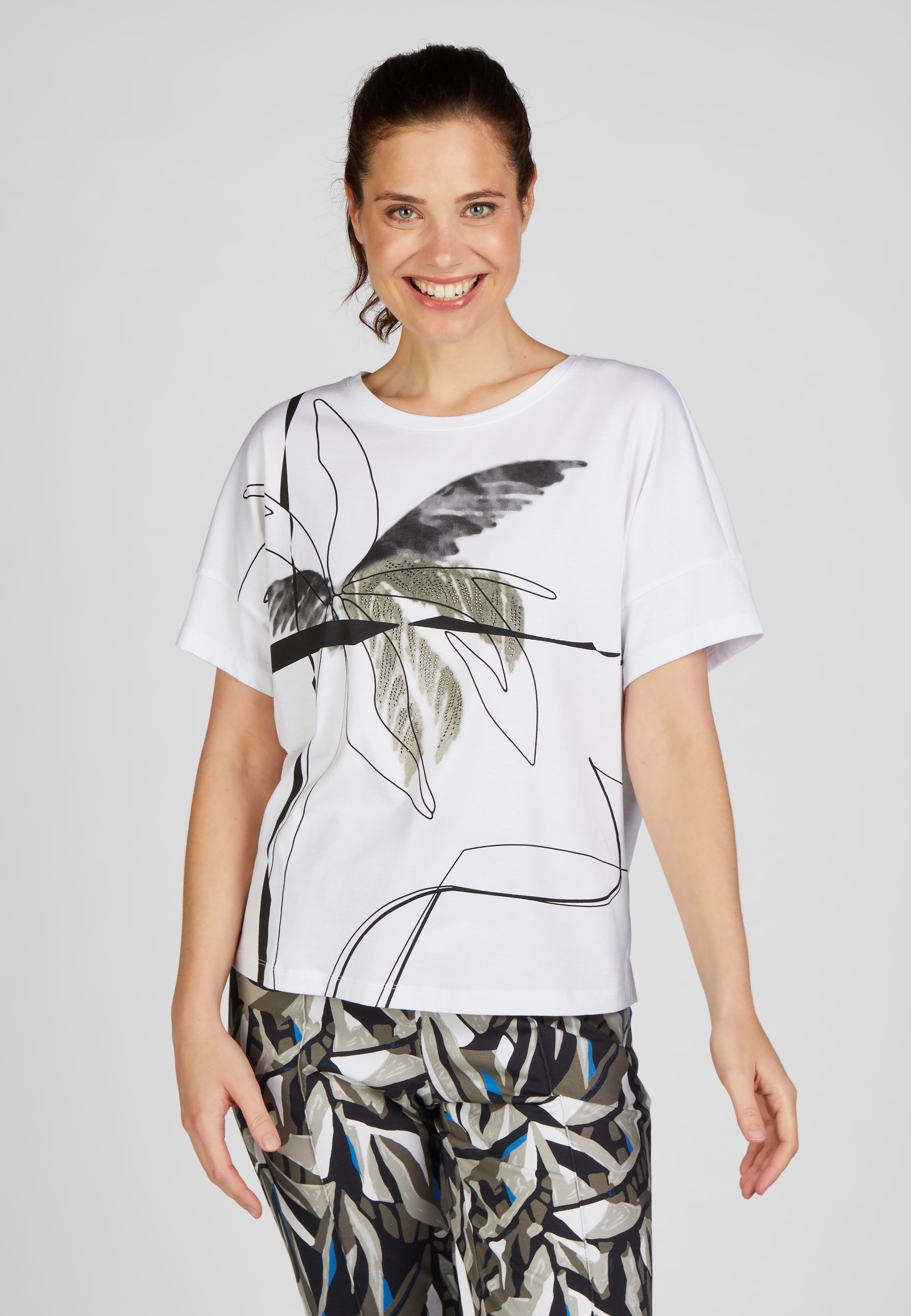 T-Shirt, mit kunstvollem Palmen-Motiv