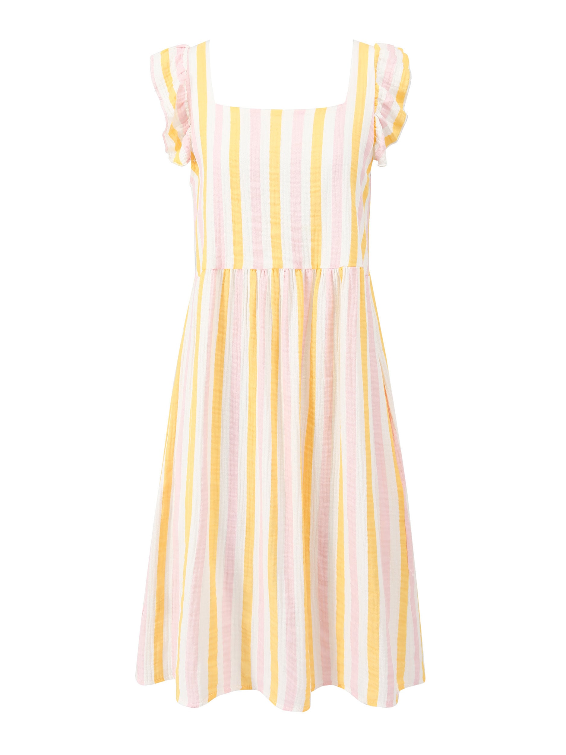 SASSYCLASSY Minikleid »Gestreiftes Musselinkleid« Kleid aus Musselin im Streifenmuster mit Rüschenärmel