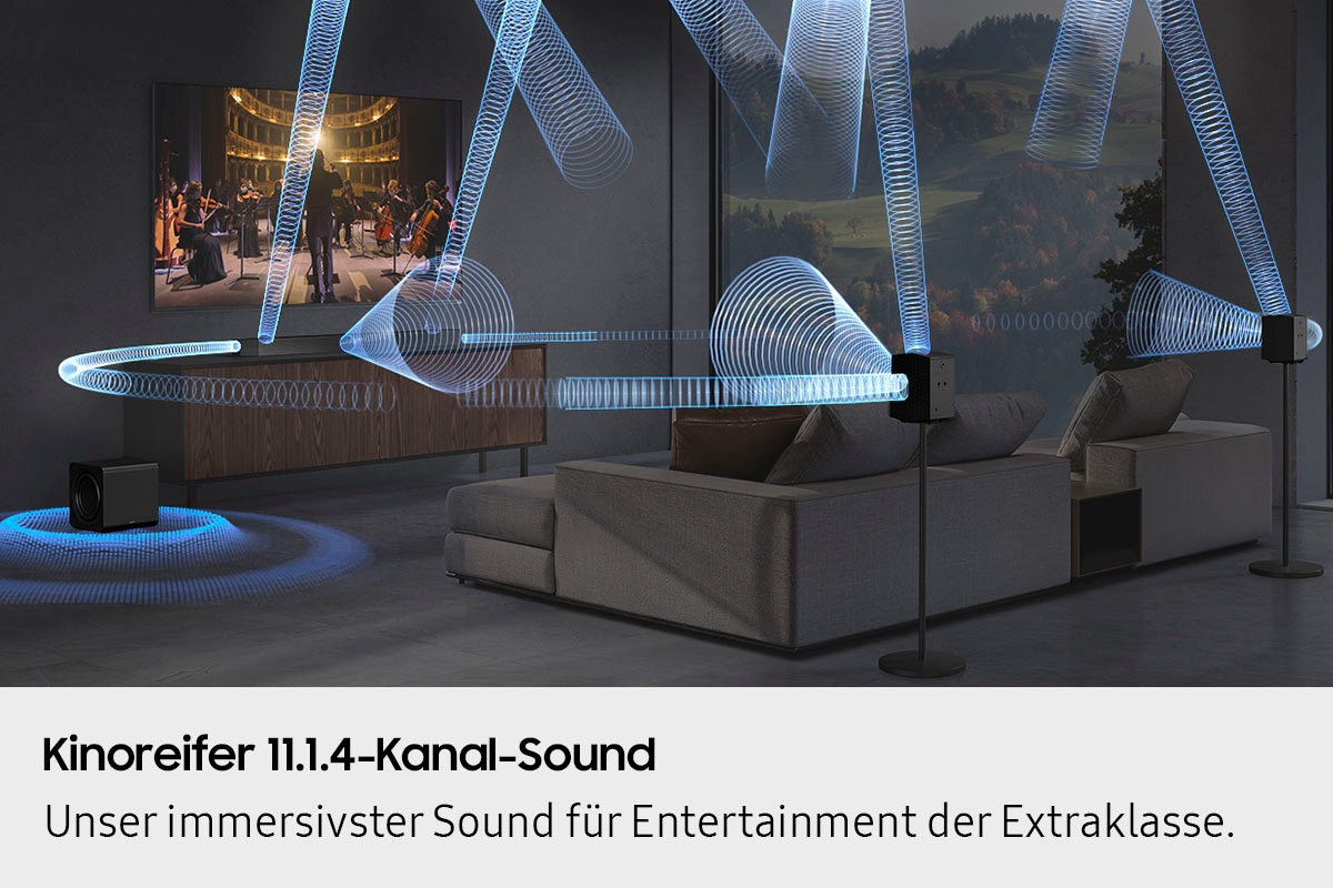 Samsung Soundbar »HW-Q995GF Q-Soundbar« 11.1.4 (Bluetooth | WLAN (WiFi) App-Steuerung | Bassregelung | Lautstärkeregelung | Pairing ) 11.1.4-Kanal Subwoofer & Rücklautsprecher, Kabellos Dolby Atmos, DTS:X