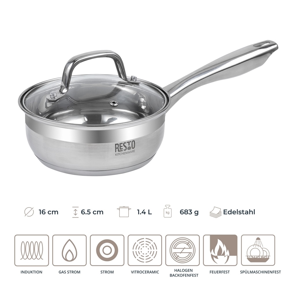 RESTO Kitchenware Kasserolle »Libra, Soßentopf 1,4 l, energiesparend und spülmaschinenfest« 2 Stk. tlg. Edelstahl 18/10
