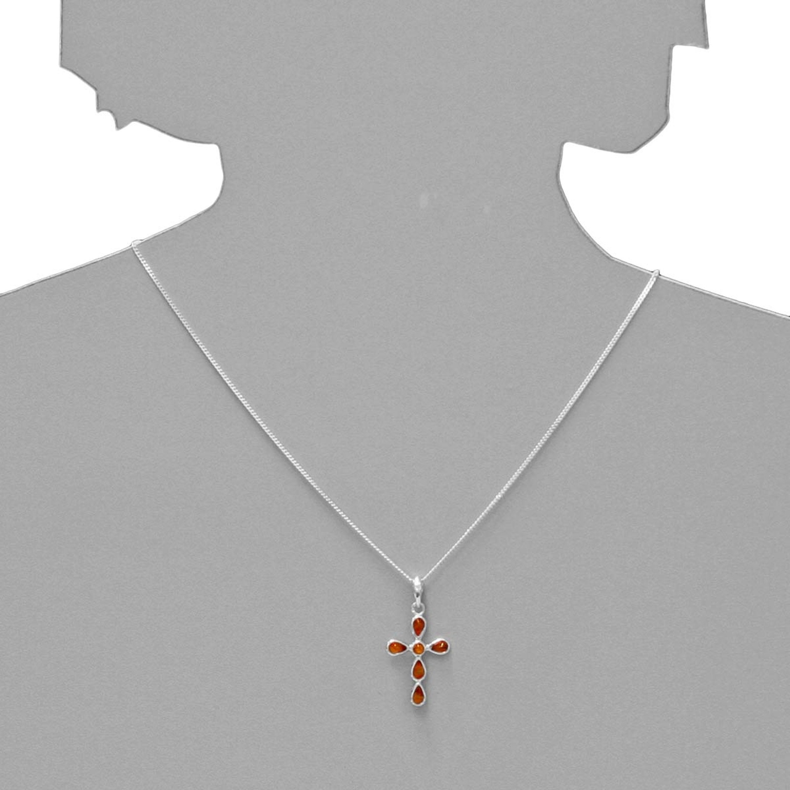 OSTSEE-SCHMUCK Kette mit Anhänger »- Kreuz - Silber 925/000 - Bernstein«