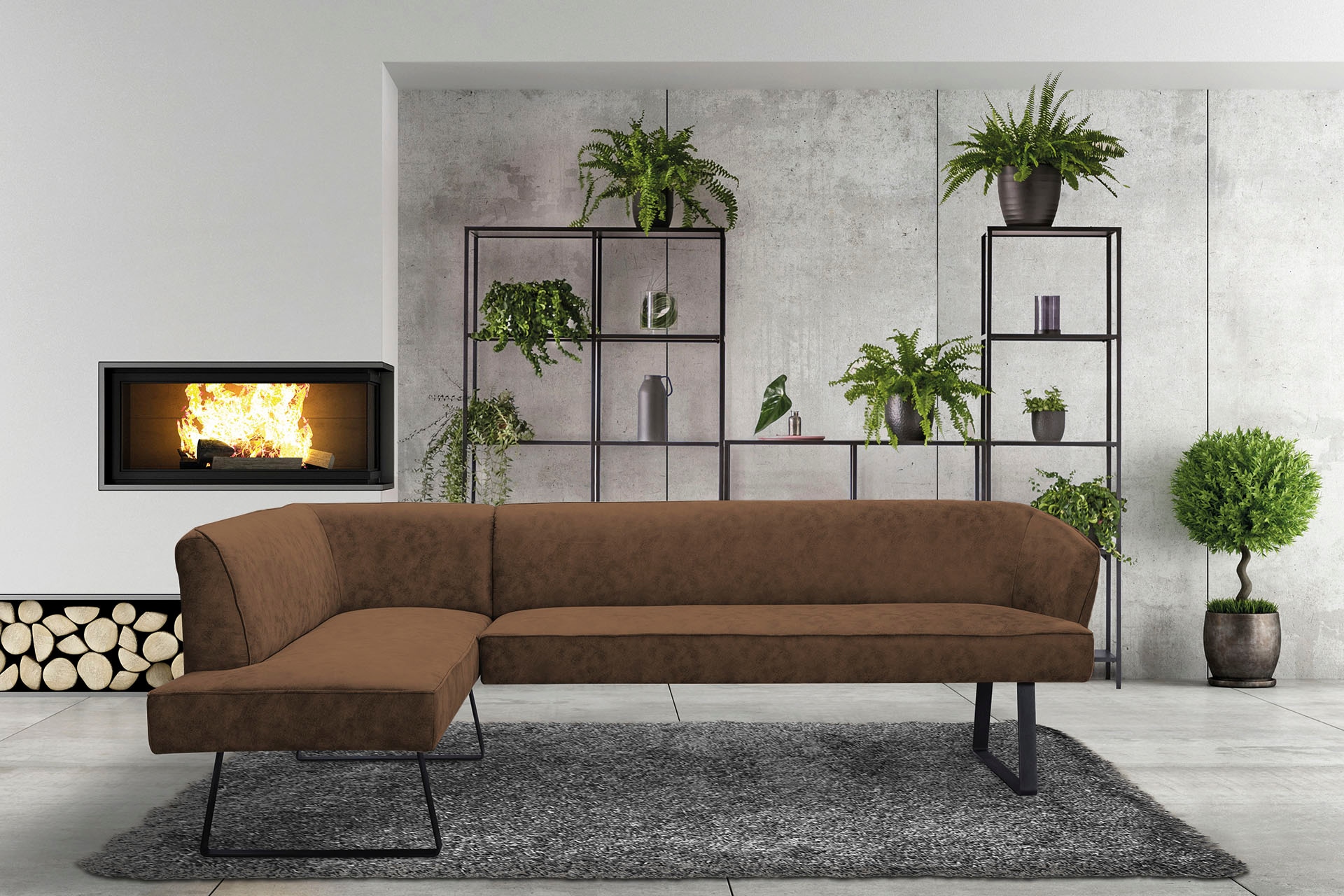 exxpo - sofa fashion Eckbank »Americano«, mit Keder und Metallfüßen, Bezug in verschiedenen Qualitäten