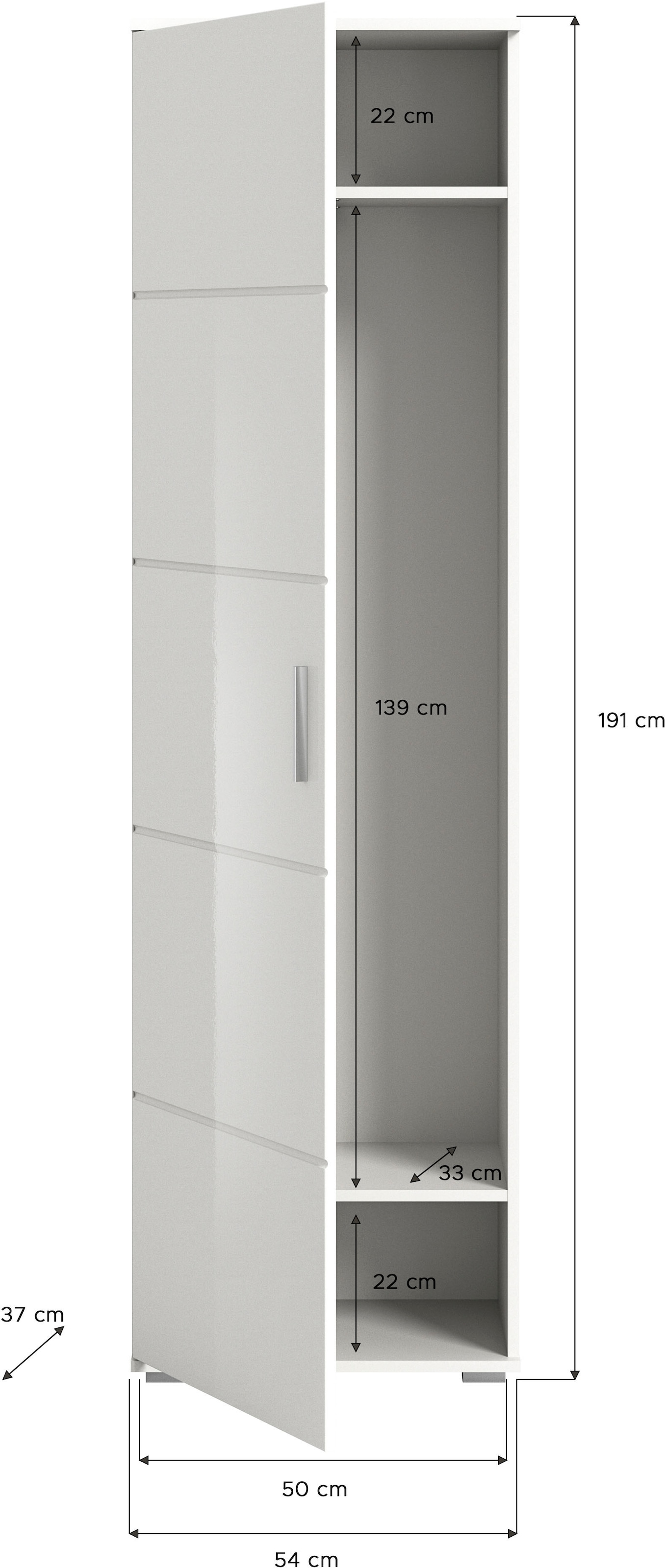 INOSIGN Garderoben-Set »Valge, Breite 110 cm, 3-teiliges Set, bestehend aus:«, (3 St.), Garderobenschrank, Sitzbank und Garderobenpaneel
