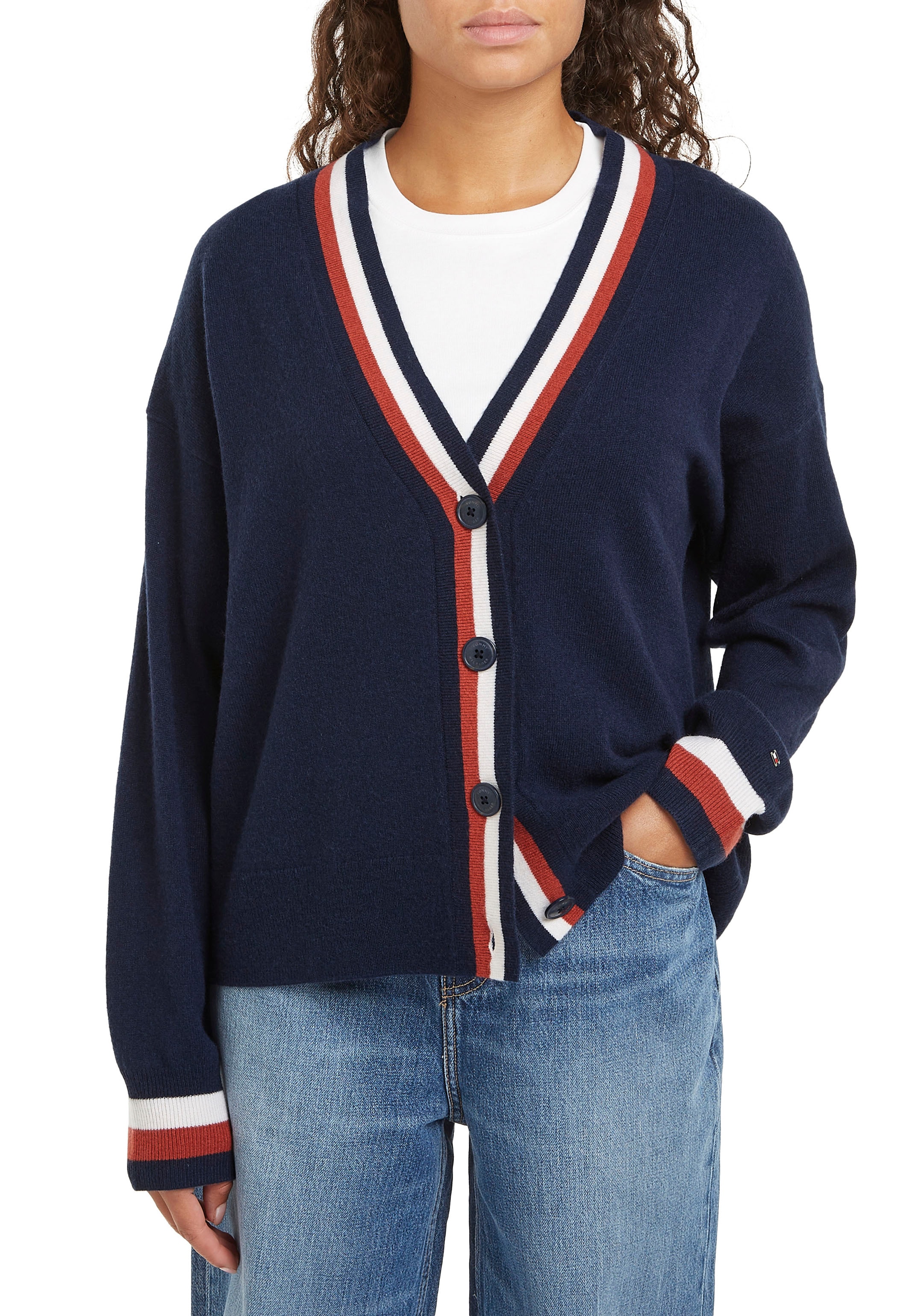 Tommy Hilfiger Strickjacke »GLOBAL STP WOOL CASH CARDIGAN«, mit Tommy Hilfiger Global Stripe