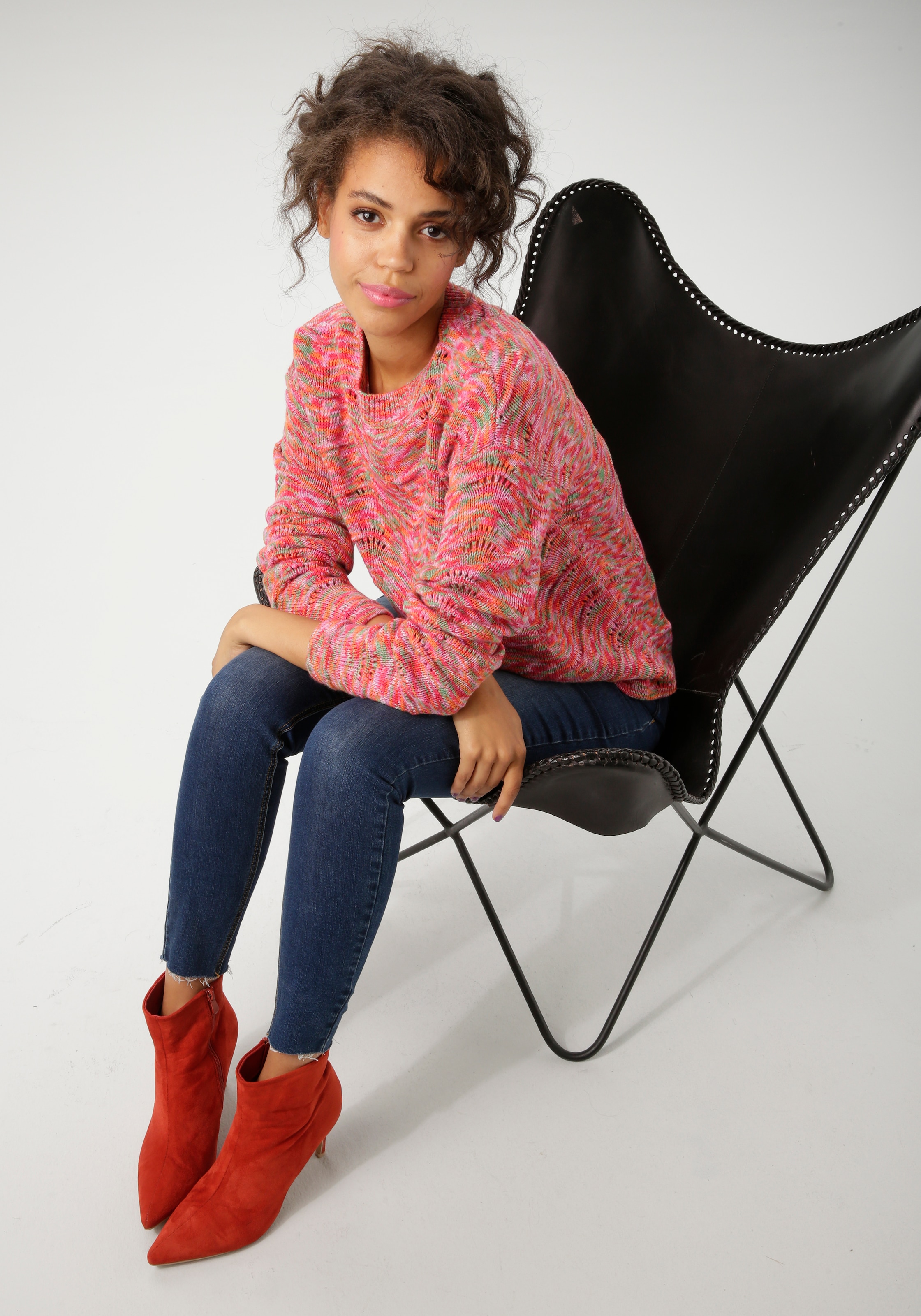 Aniston CASUAL Strickpullover aus buntem Space-Garn - jedes Teil ein Unikat