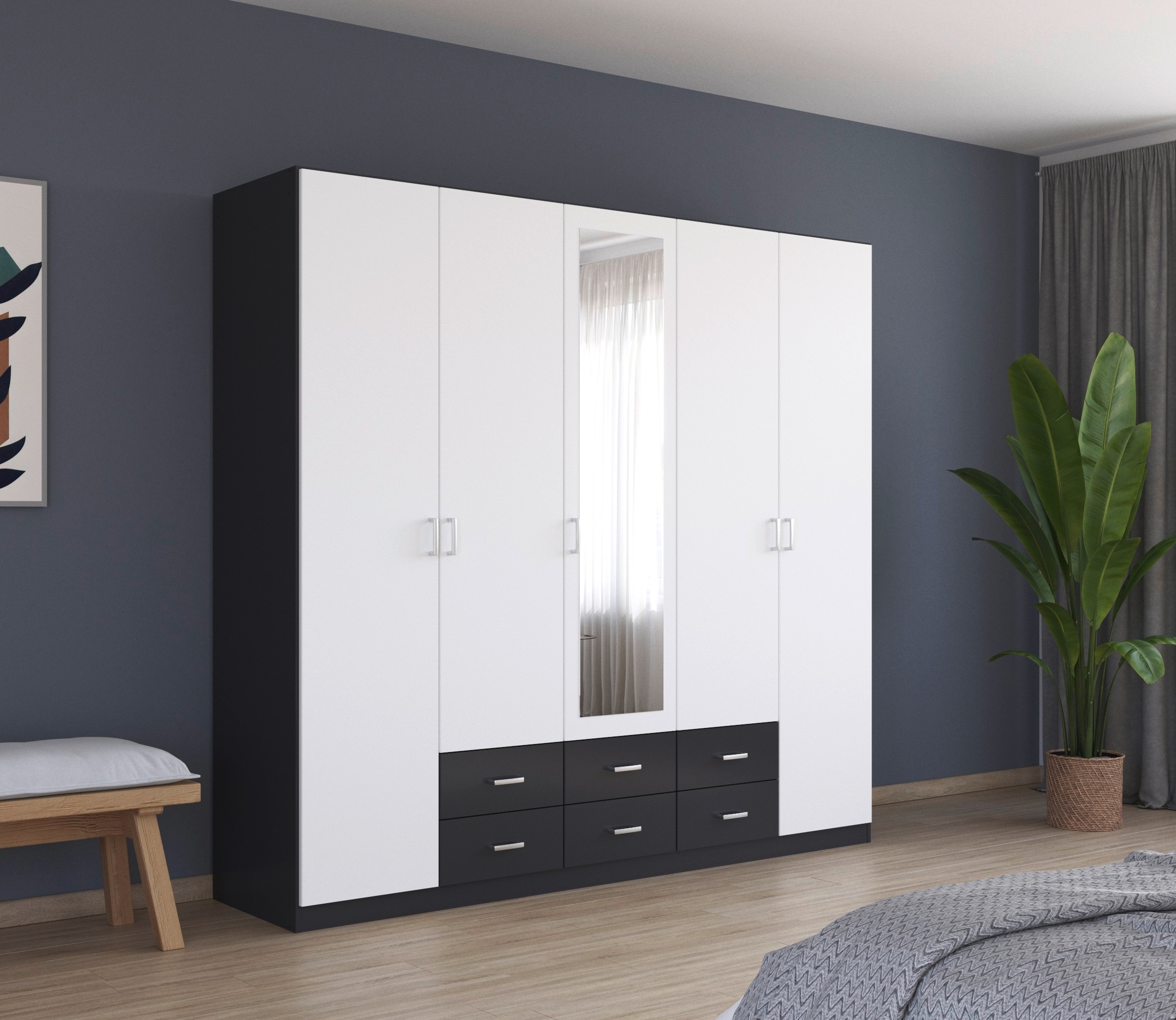 rauch Kleiderschrank »Schrank Garderobe Wäscheschrank GAMMA in 3 Breiten«, viel Stauraum mit 6 Schubladen, mit Spiegel TOPSELLER MADE IN GERMANY