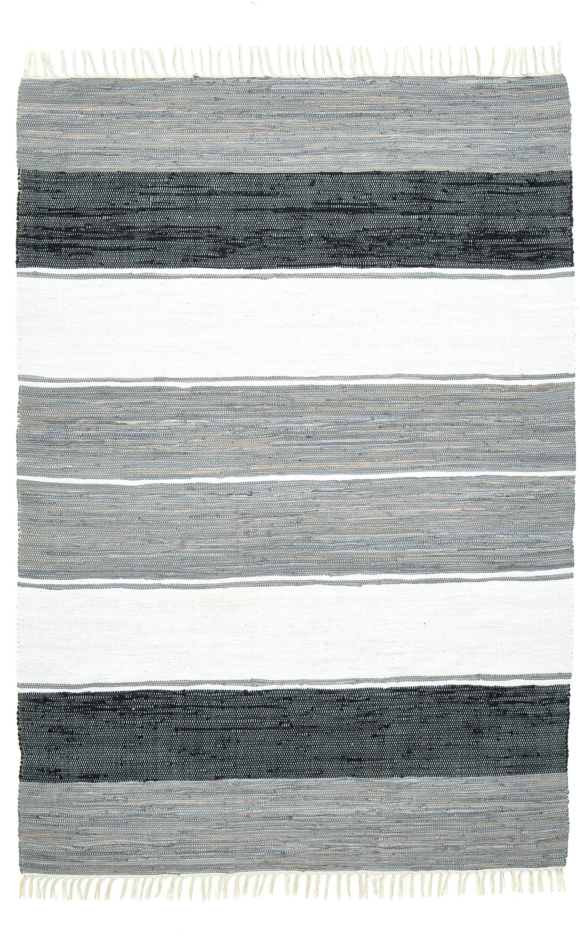 gestreift, Baumwolle, rechteckig, Cotton«, mit Flachgewebe, handgewebt, THEKO »Stripe reine Fransen Teppich