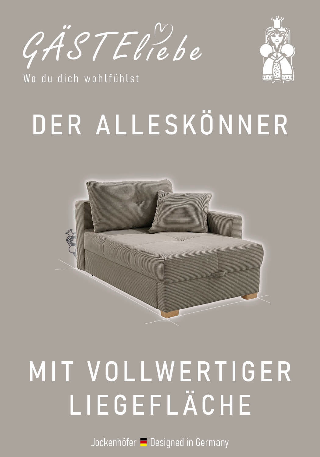 Jockenhöfer Gruppe Recamiere »Romeo, Breite: 164cm, Liegefläche: 90x210 cm« inklusive Bettfunktion und Bettkasten, Federkernpolsterung