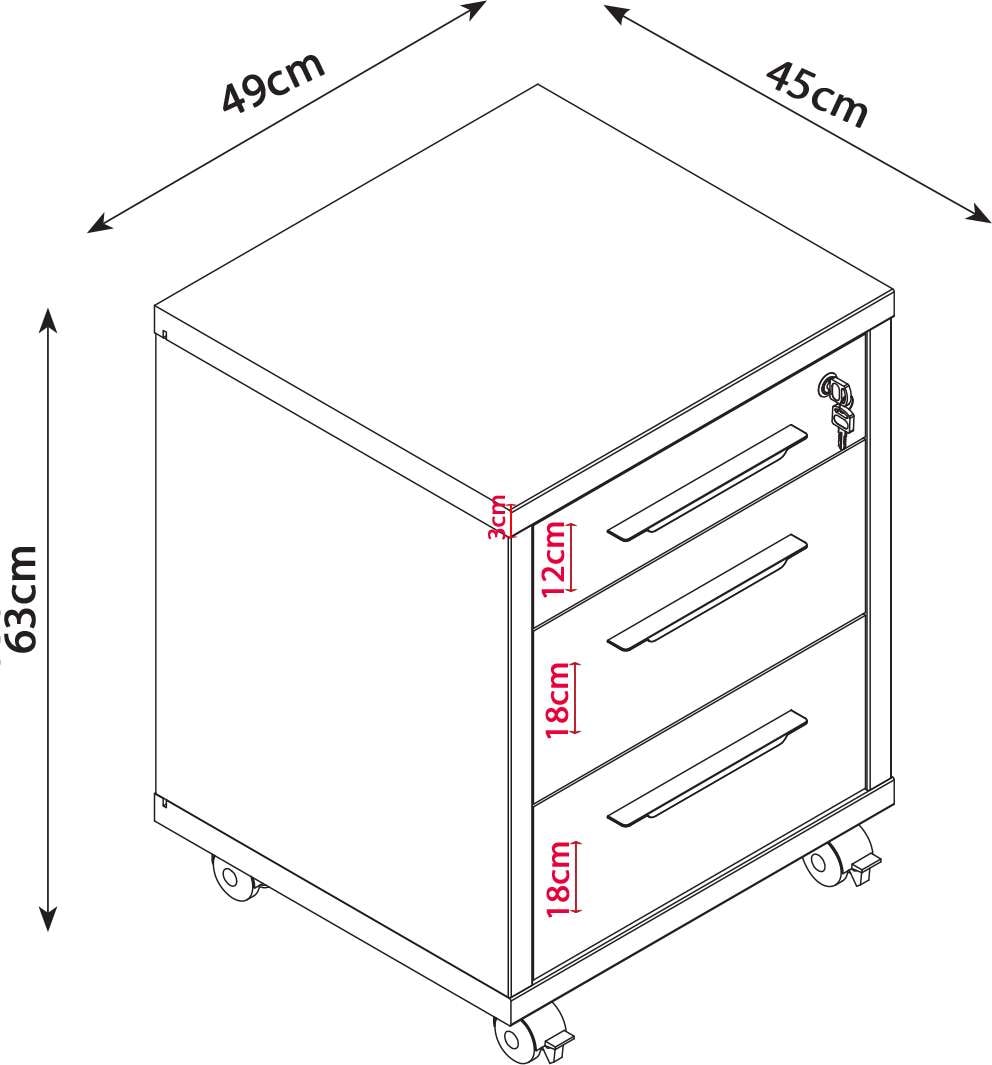 Composad Rollcontainer »DISEGNO, mit 3 Schubladen,«, davon 1 abschließbar, Höhe 63 cm, 100% recyceltes Holz, Made in Italy