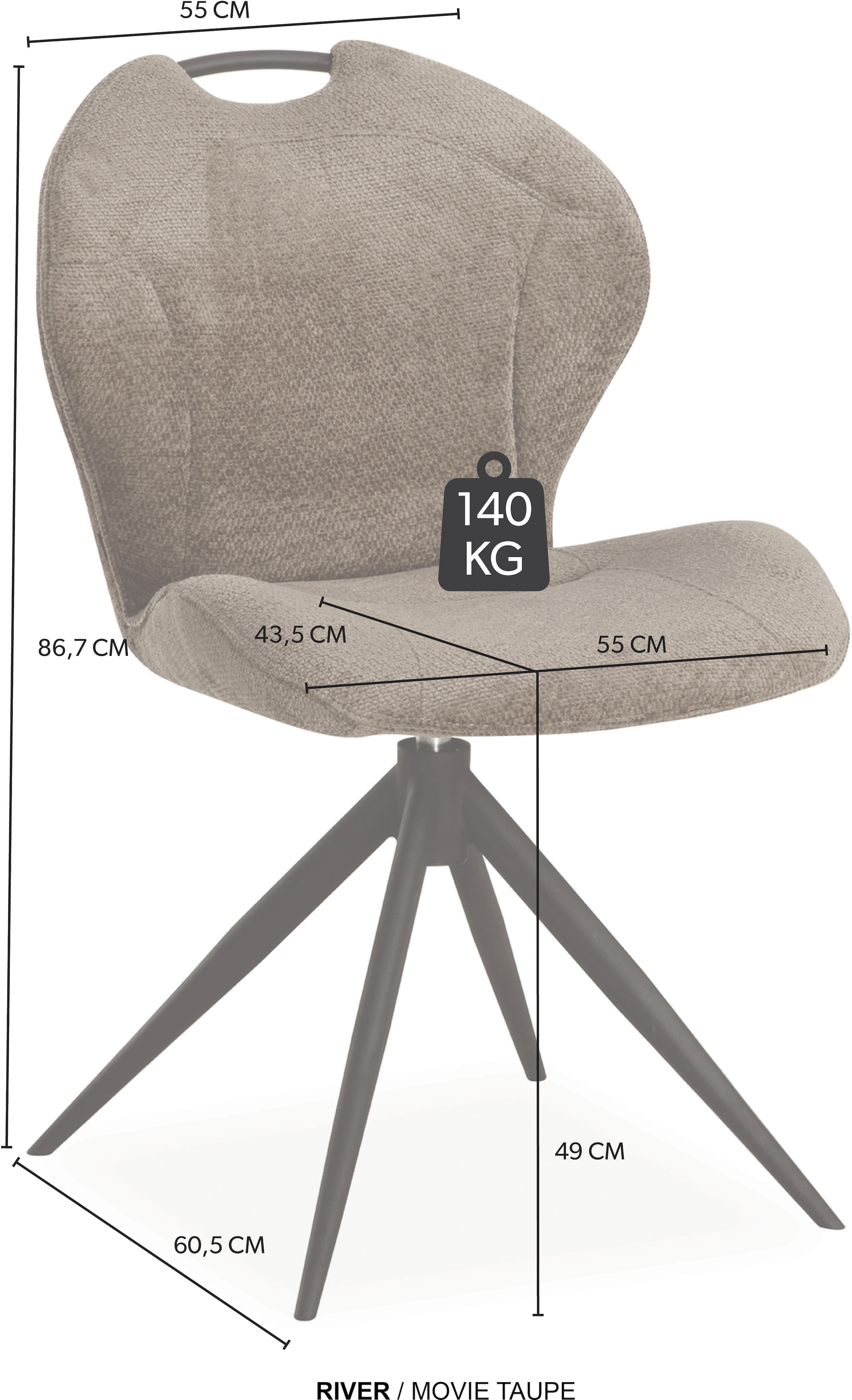 OMG Design Esszimmerstuhl »River« (Set) 2 Stk.Drehstuhl mit auto-return, mit Handgriff