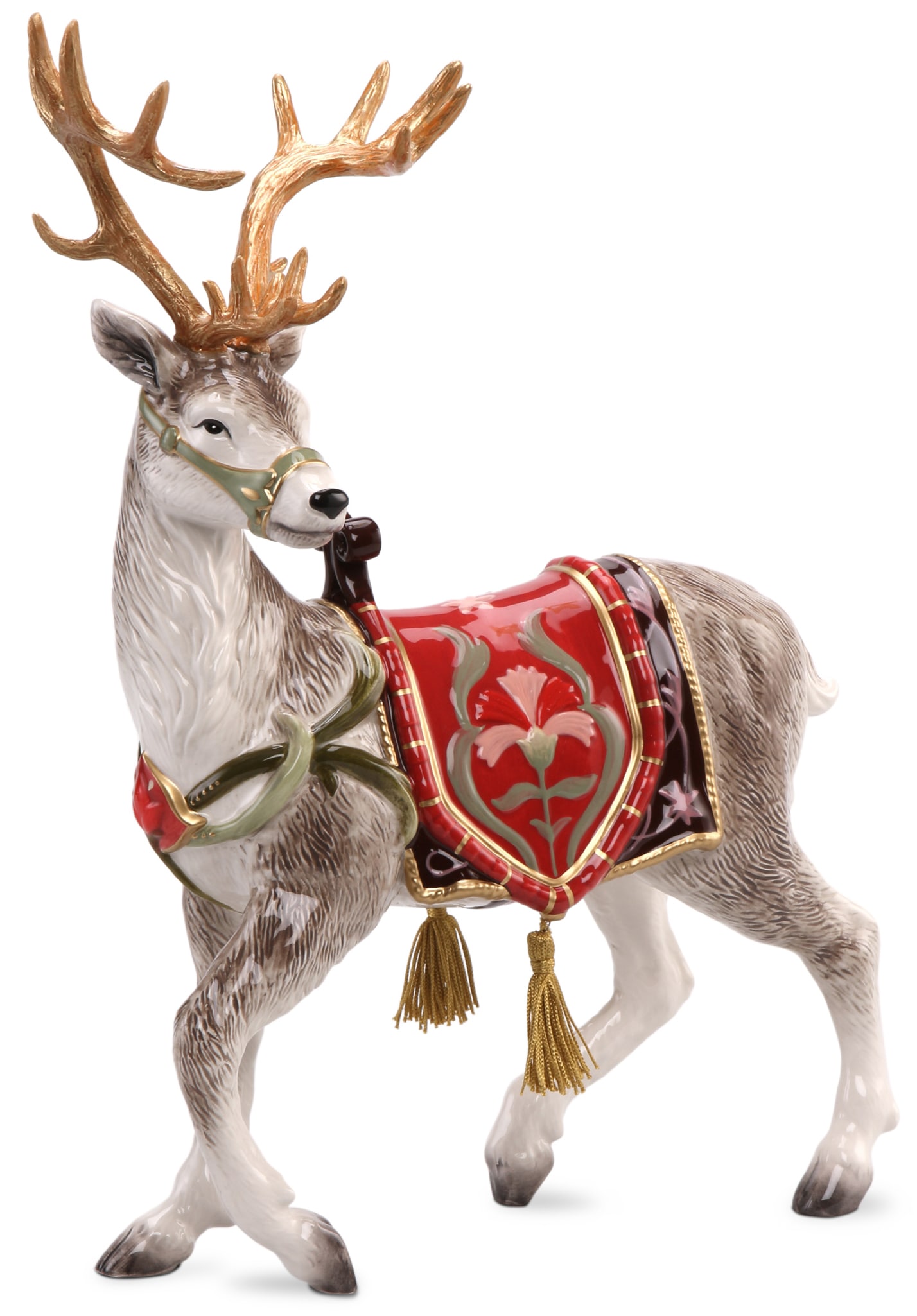Goebel Weihnachtsfigur »Fitz & Floyd XMAS, Weihnachtsdeko«, Steingut, Figur - Rentier mit Sattel Rot