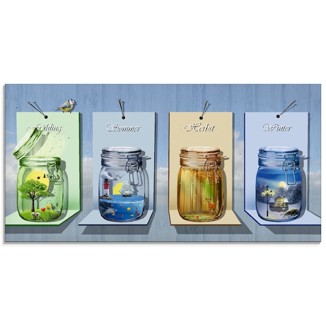 Artland Glasbild »Jahreszeiten in Gläsern«, Vier Jahreszeiten, (1 St.), in verschiedenen  Größen auf Rechnung bestellen