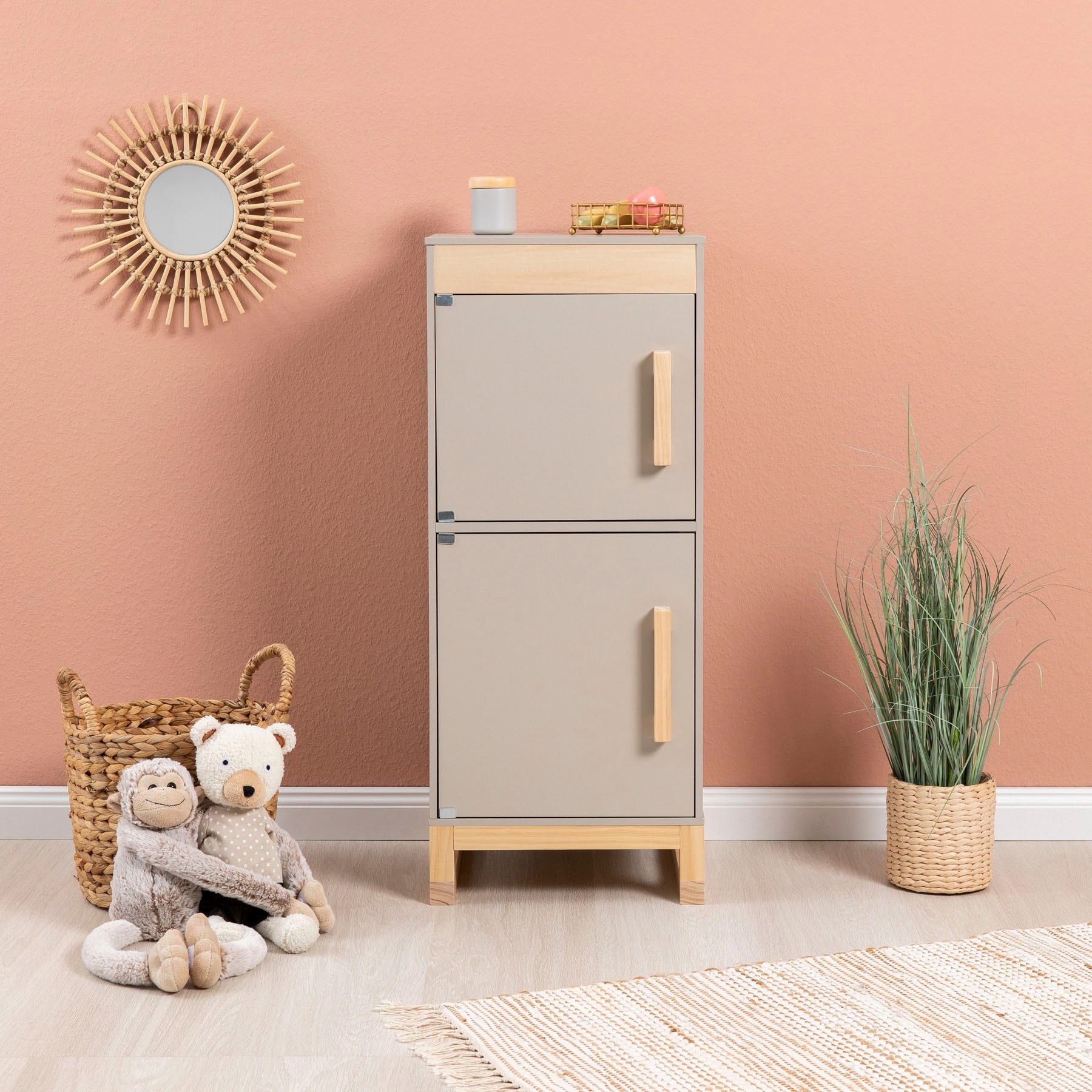 MUSTERKIND® Kinder-Kühlschrank »Ficus, warmgrau/natur«