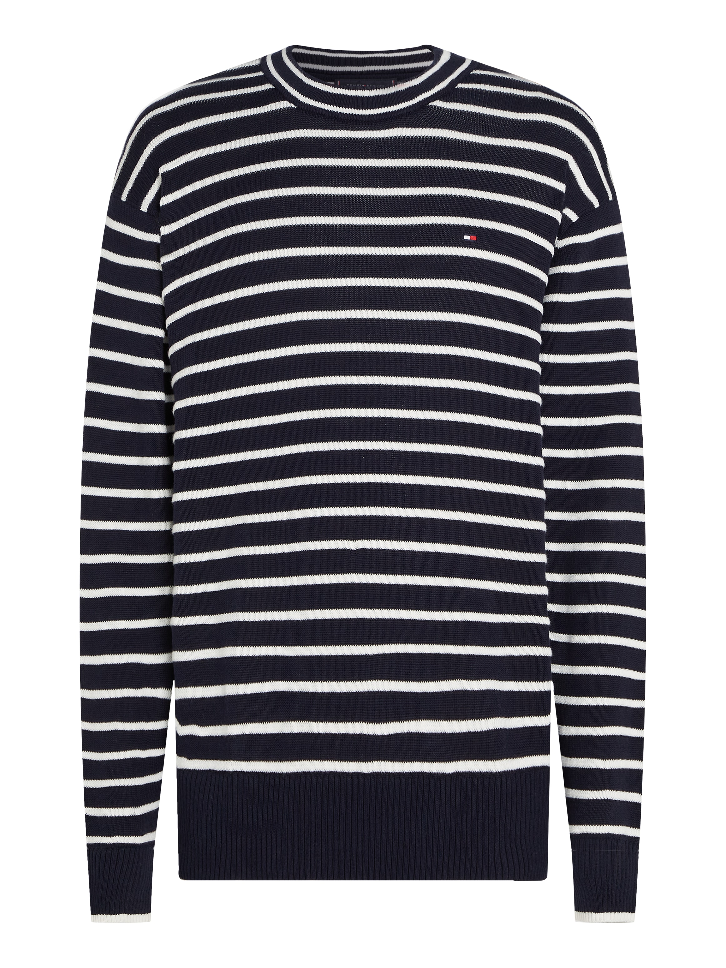 Tommy Hilfiger Strickpullover »BRETON STRUCTURE CREW NECK«, Mit Rundhalsausschnitt