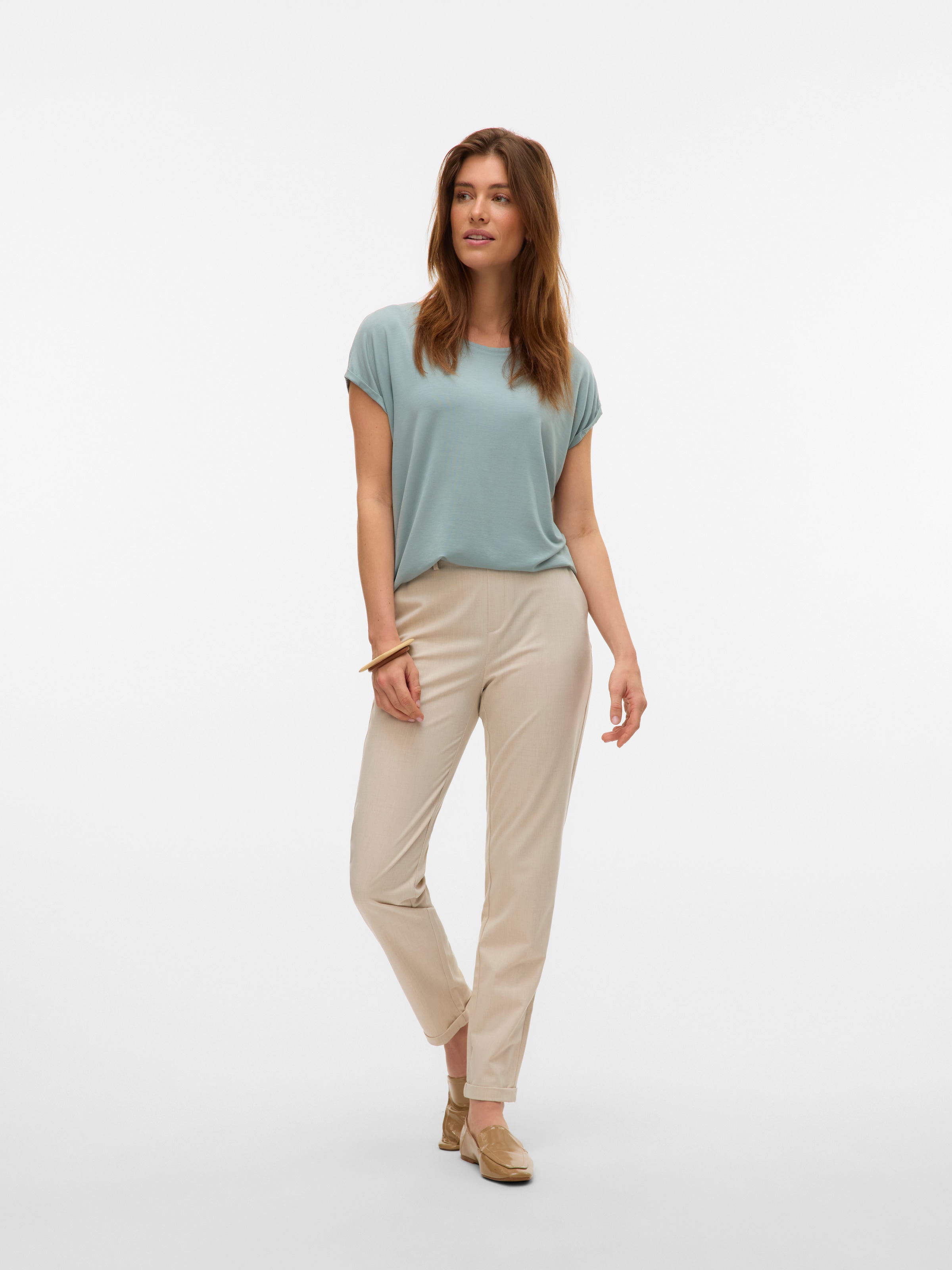 Vero Moda Rundhalsshirt »VMAVA PLAIN SS TOP GAJRS NOOS«