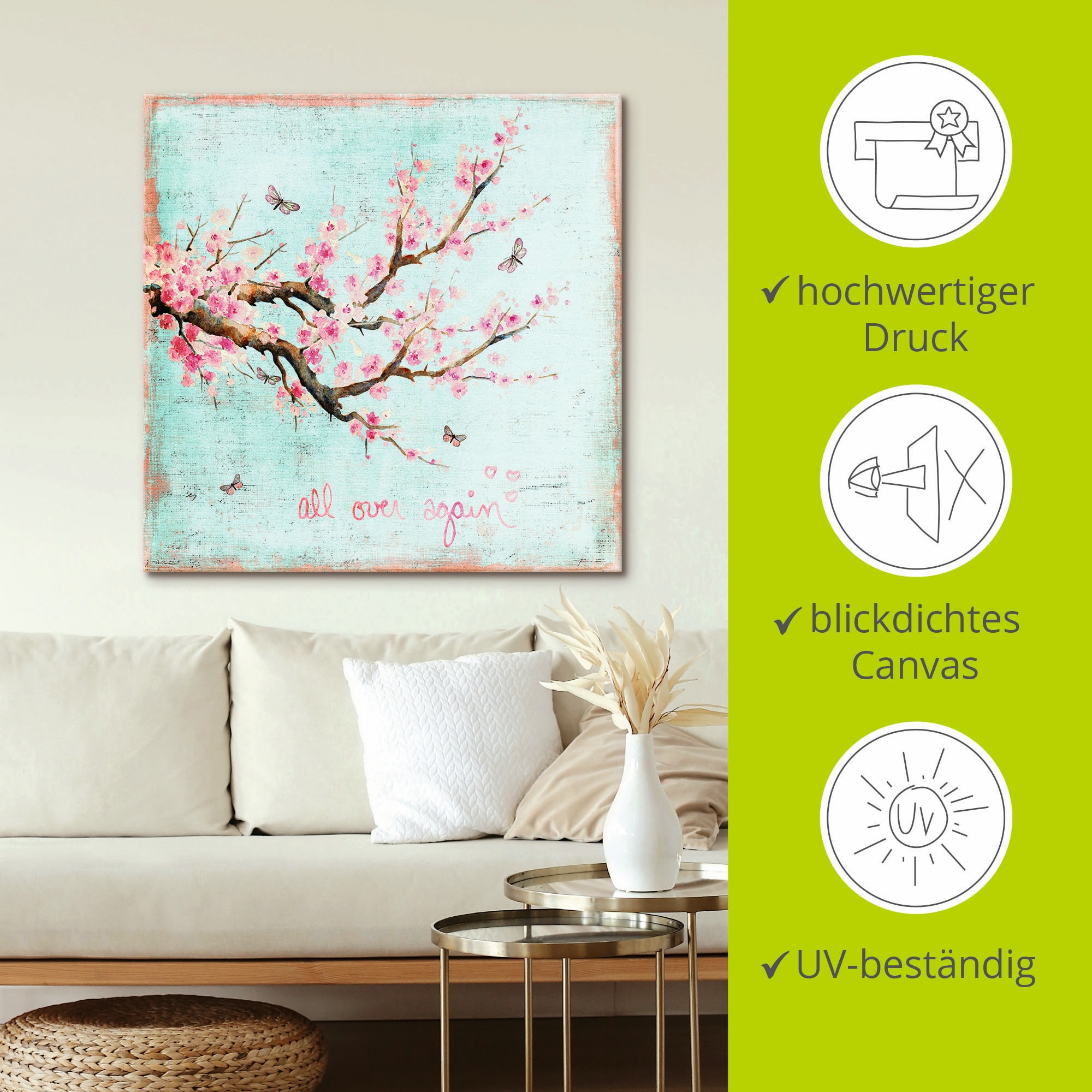 Artland Leinwandbild »Er ist wieder da« Blumen 1 Stk. tlg. auf Holzrahmen gespannt