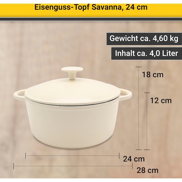 Krüger Fleischtopf »Savanna«, Eisenguss, Ø 24 cm, Induktion mit 3 Jahren  XXL Garantie