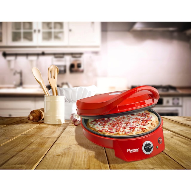 bestron Pizzaofen »APZ400 Viva Italia«, Ober-/Unterhitze, Bis max. 180°C, 1800  Watt, Rot mit 3 Jahren XXL Garantie