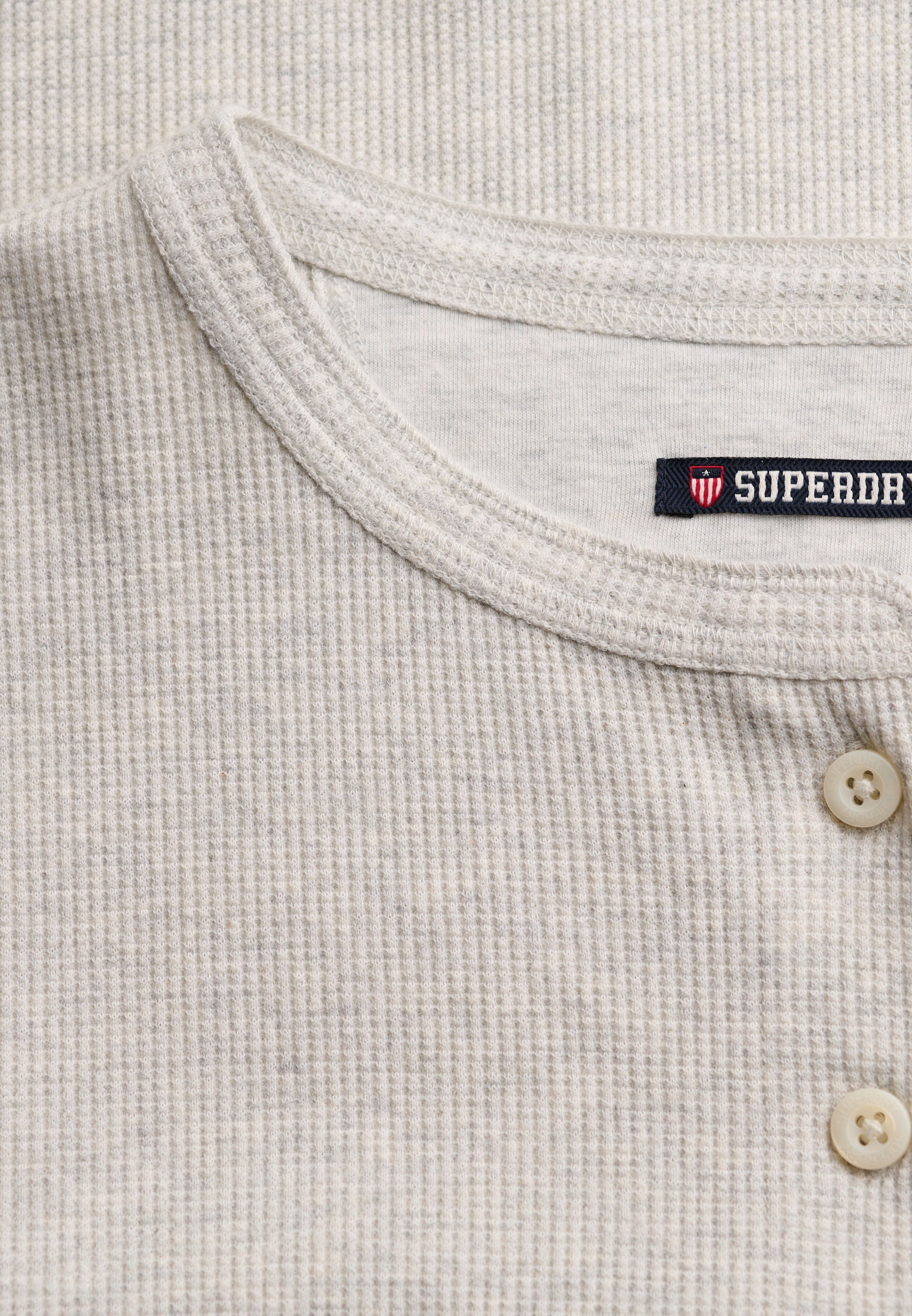 Superdry Langarmshirt »ATH ESS WAFFLE BUTTON LS TOP« Baumwollmischung, skinny fit