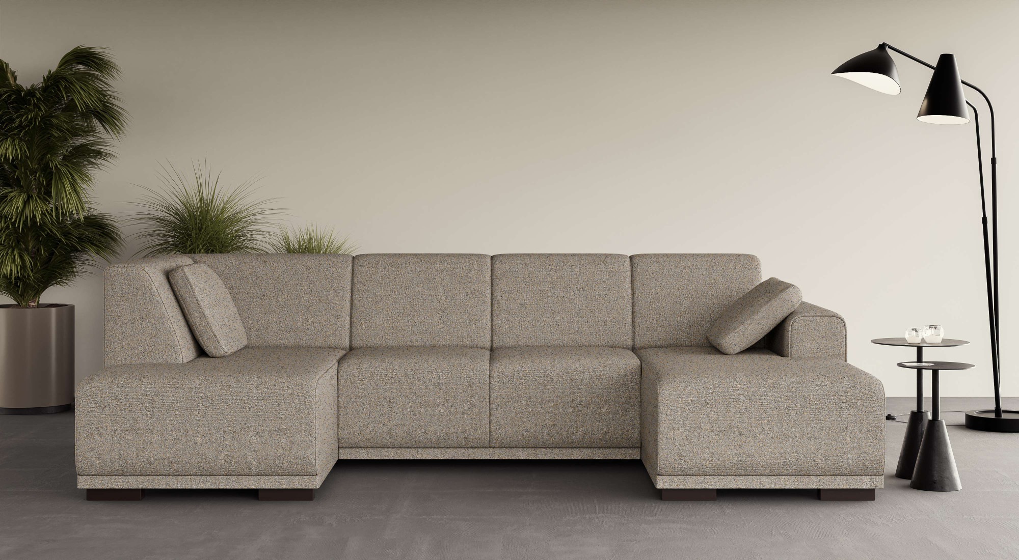 Home affaire Wohnlandschaft »BORNHOLM U-Form mit Recamiere rechts/links, B/T/H: 300/162/85 cm«, U-Form mit Wellenunterfederung, Recamiere rechts oder links bestellbar