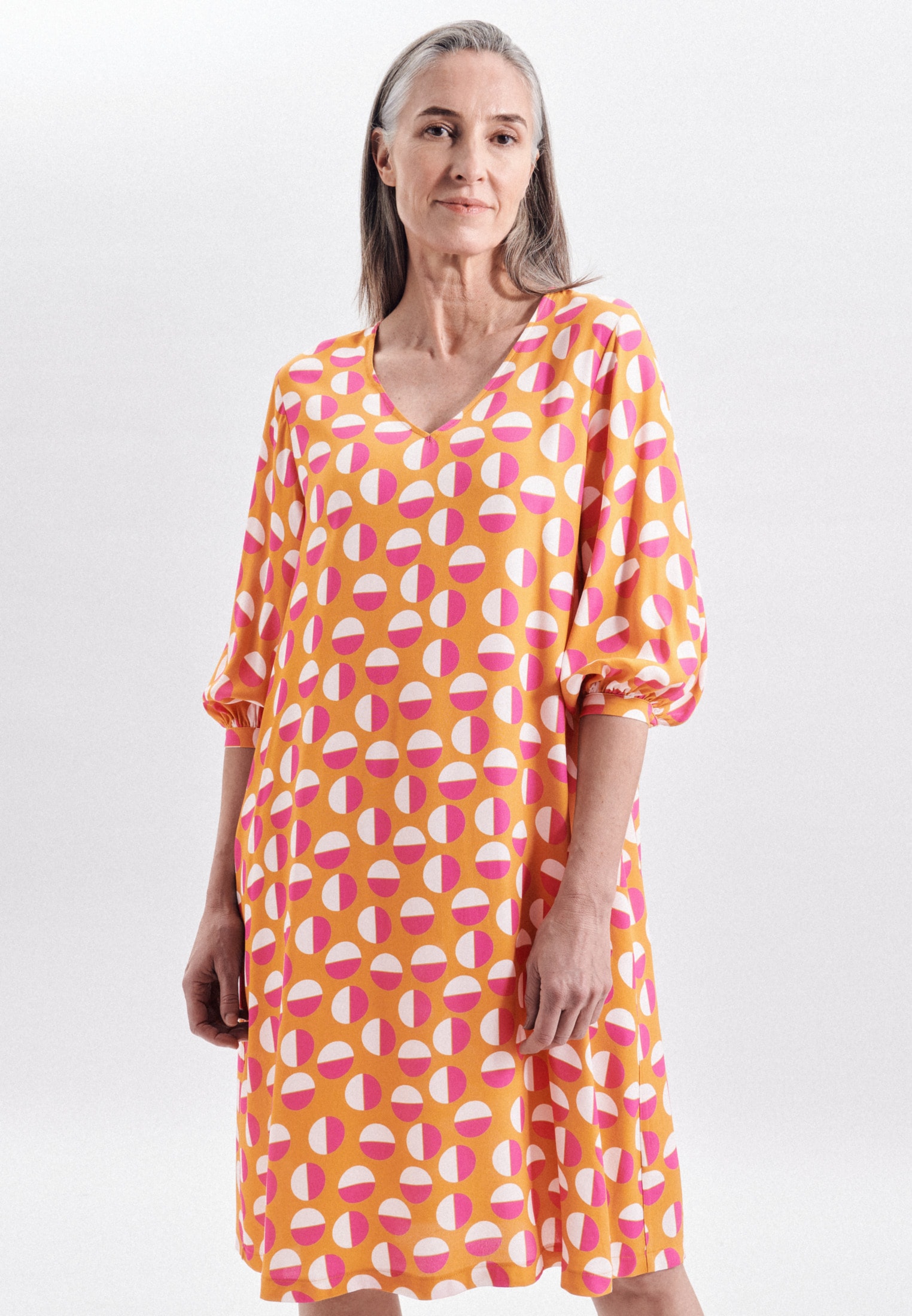 seidensticker Sommerkleid »Schwarze Rose«, 3/4-Arm V-Neck Punkte