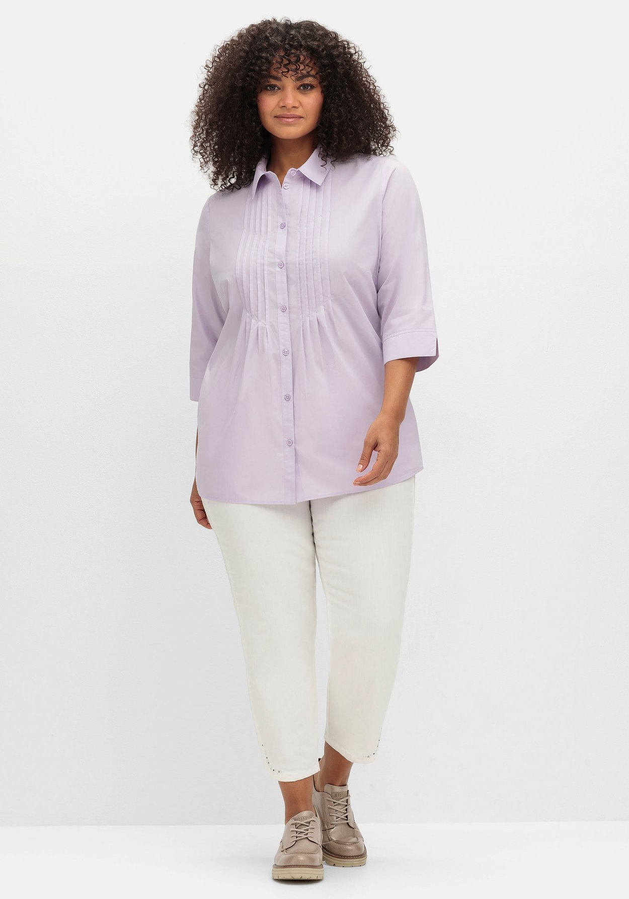 Sheego Hemdbluse »Bluse mit Biesen und 3/4-Ärmeln«