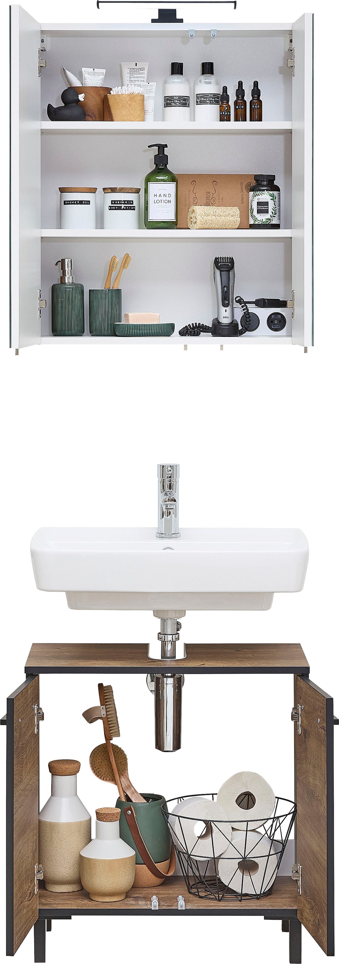 PELIPAL Badmöbel-Set »Quickset 374«, (4 St.), Breite 60 cm, Spiegelschrank  mit LED-Beleuchtung bestellen | UNIVERSAL
