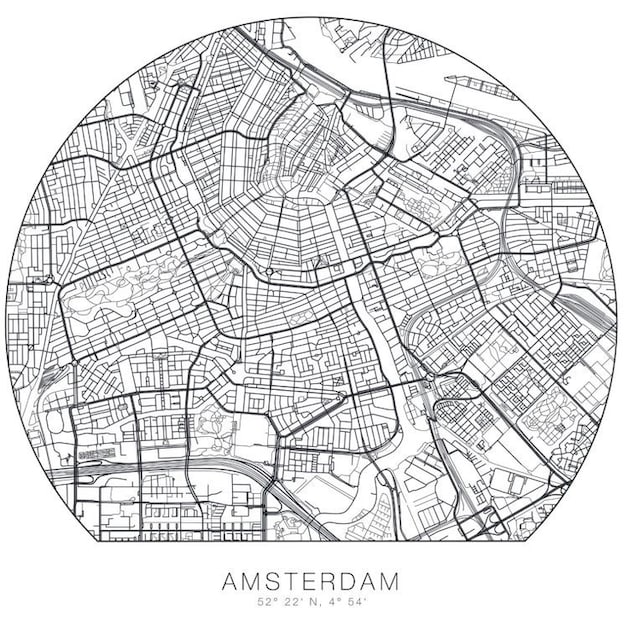 Wall-Art Wandtattoo »Stadtplan Amsterdam Tapete«, (1 St.) auf Raten kaufen