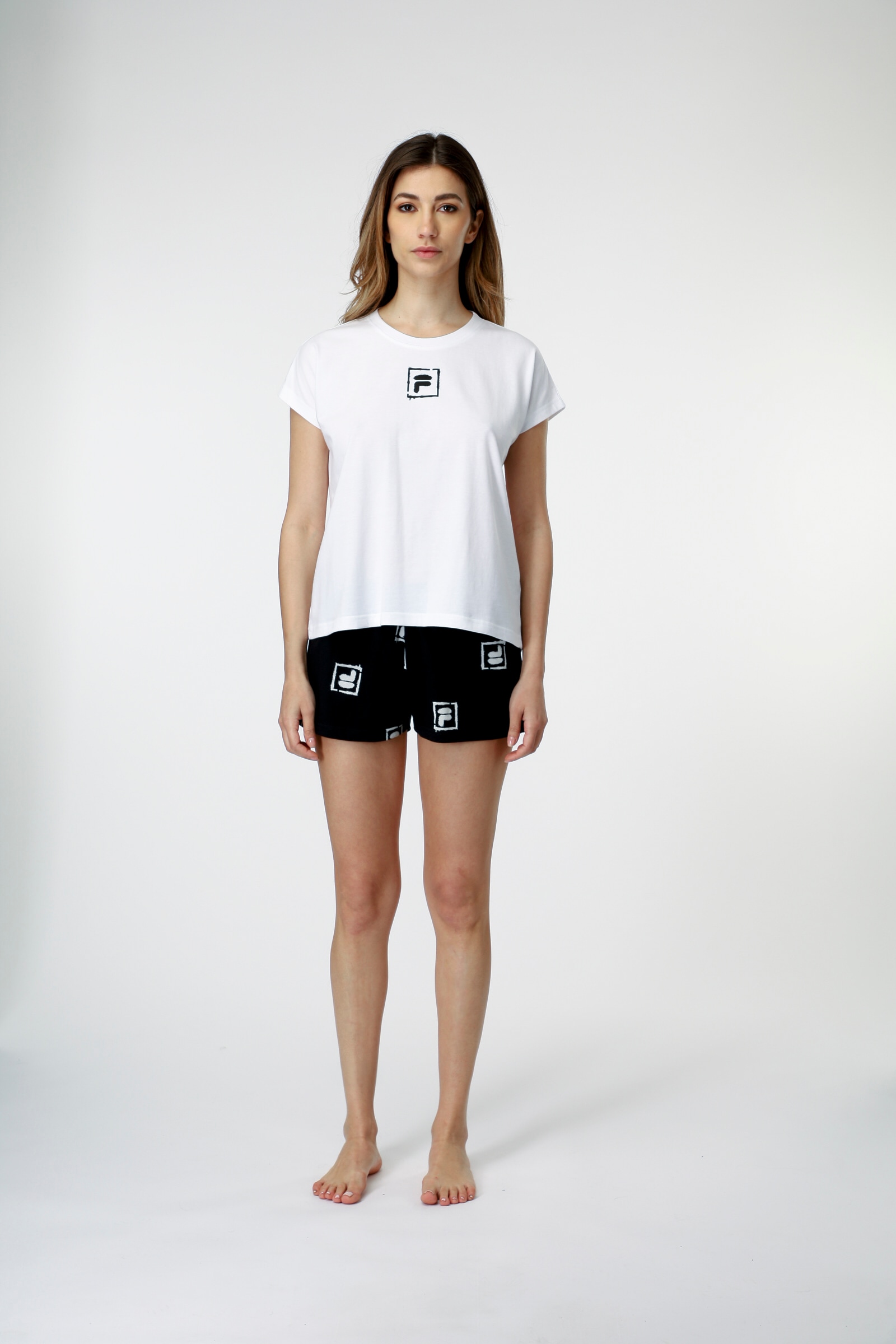 Fila Shorty »WOMAN JERSEY PYJAMAS«, (2 tlg.), mit auffälligem Logodruck, Rundhalsausschnitt