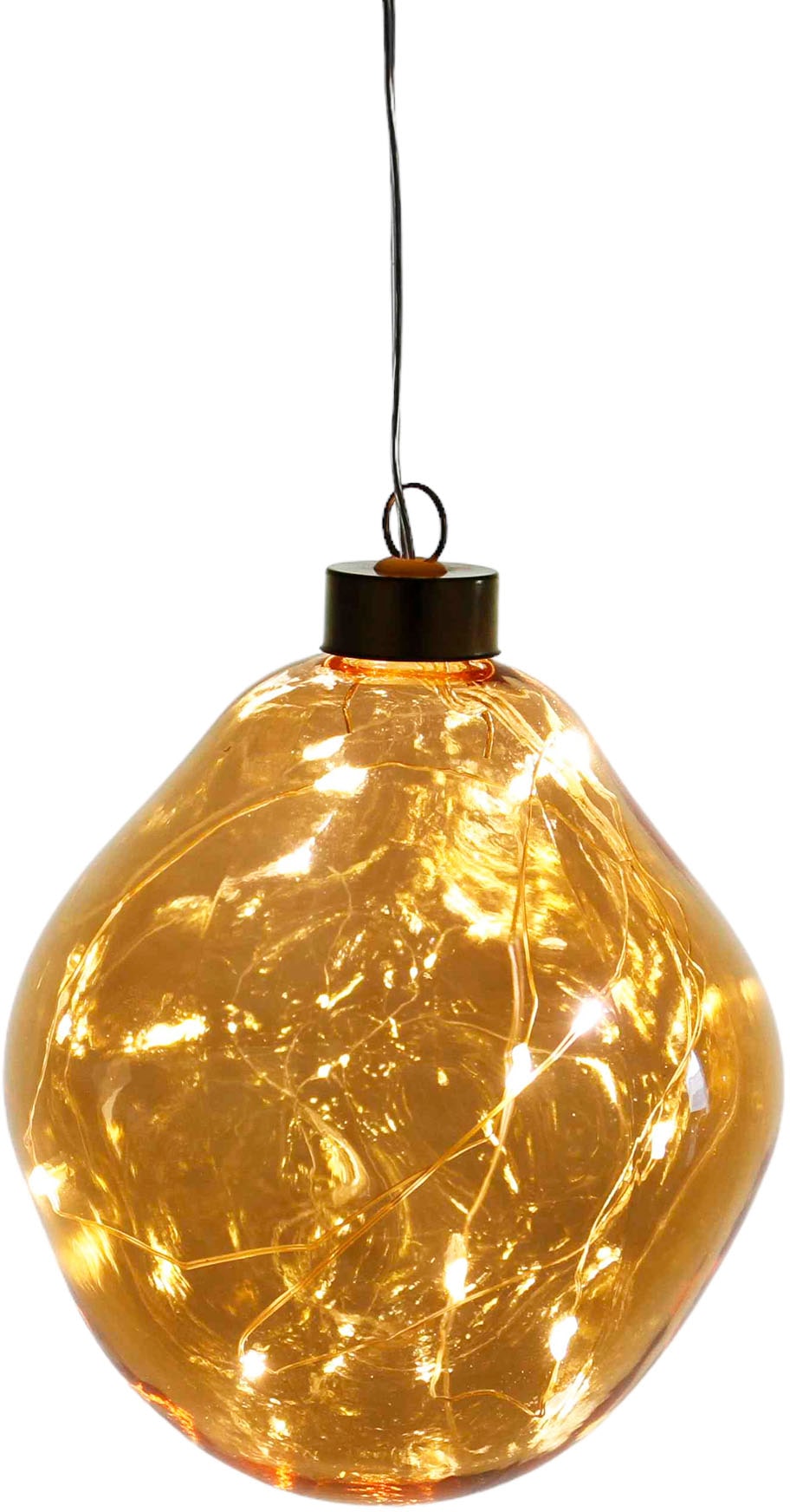 Leonique Dekokugel »Birdelle, Weihnachtsdeko mit LED Beleuchtung, in organischer Form«, Ø ca. 12 cm, Christbaumkugeln, organische Kugeln aus Glas