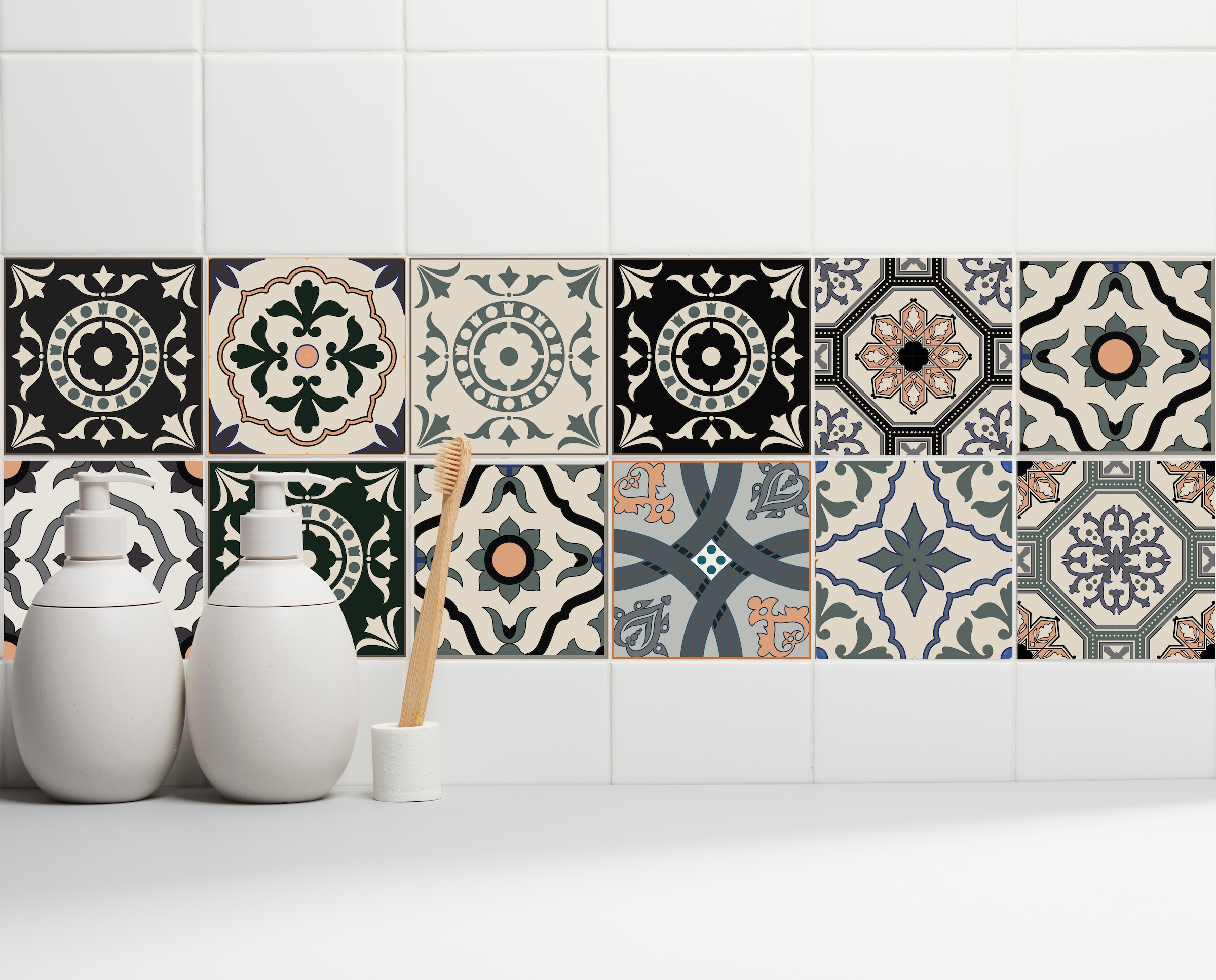 Home affaire Fliesenaufkleber »Ornamente« Stickerfliesen, selbstklebend, Sticker, 12er Set