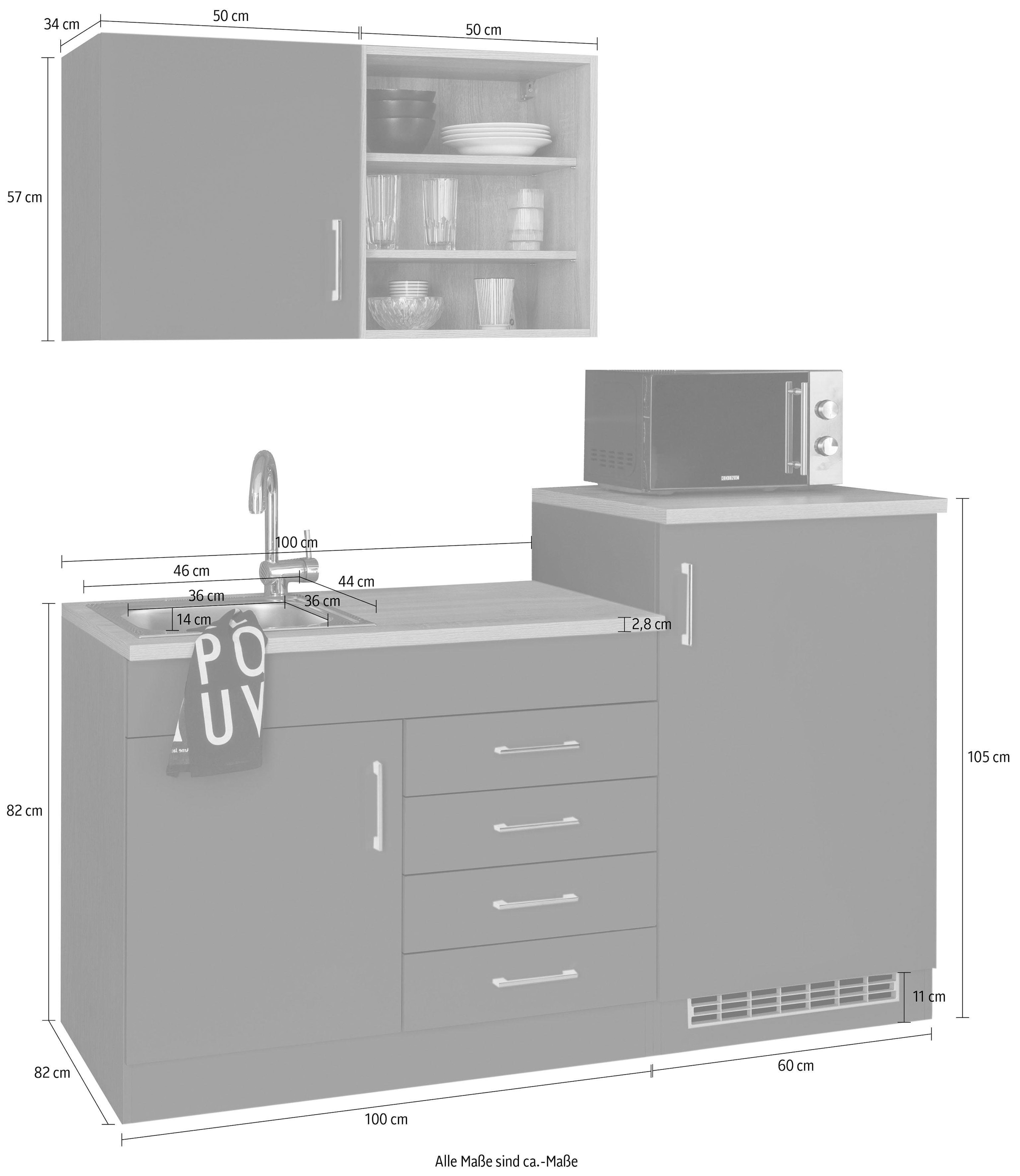 HELD MÖBEL Pantryküche »Mali«, Breite 160 cm, mit E-Geräten