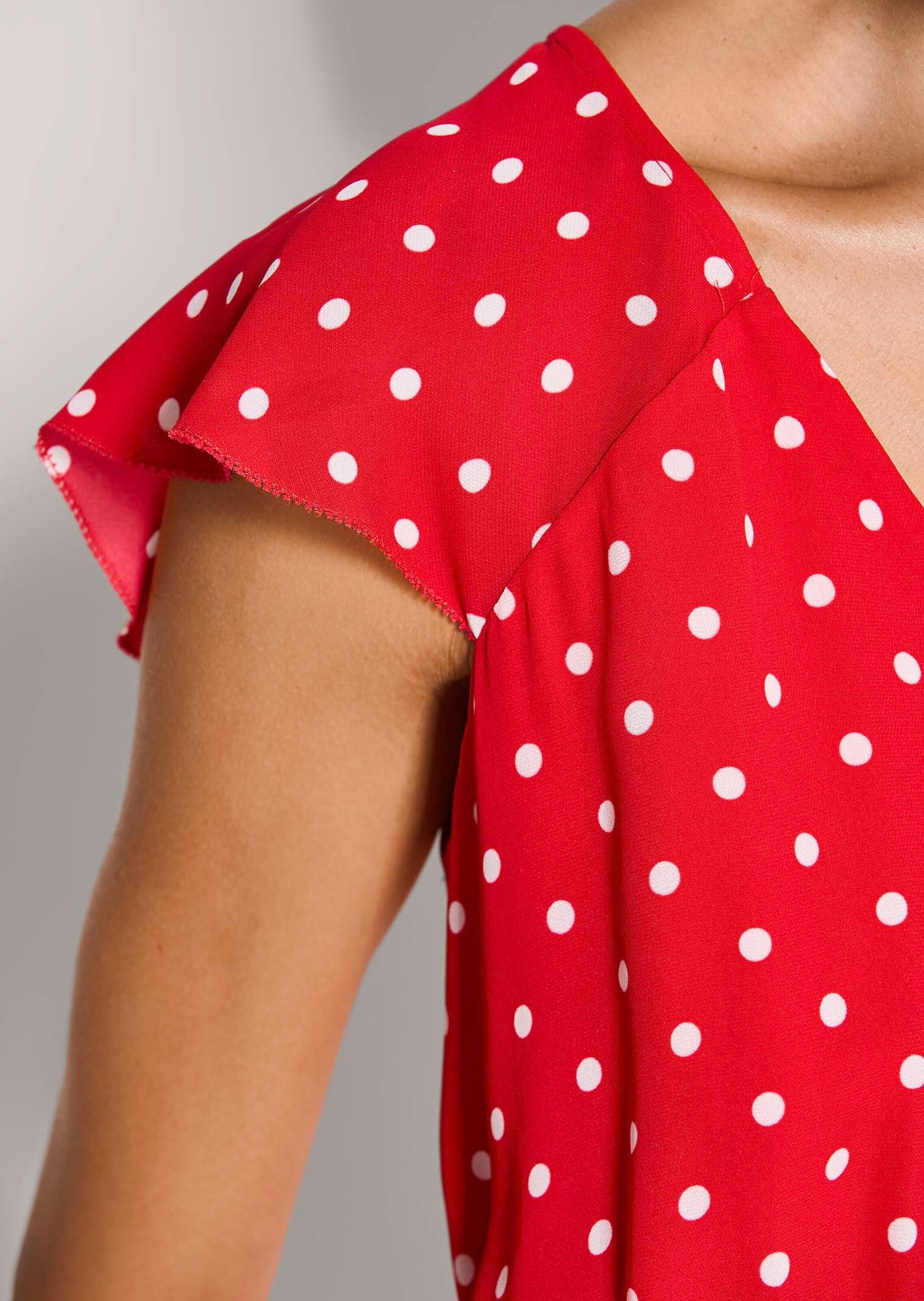 MADELEINE Midikleid »Wickelkleid Midikleid mit Tupfenmuster« Volant am Rock