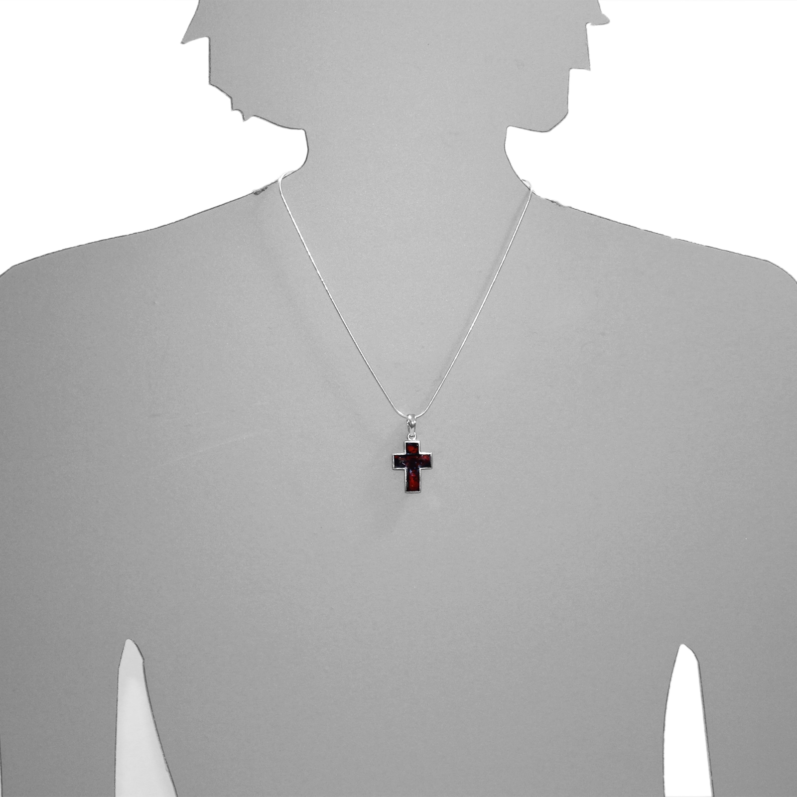 OSTSEE-SCHMUCK Kette mit Anhänger »- Kreuz 24 x 19 mm - Silber 925/000 - Bernstein«